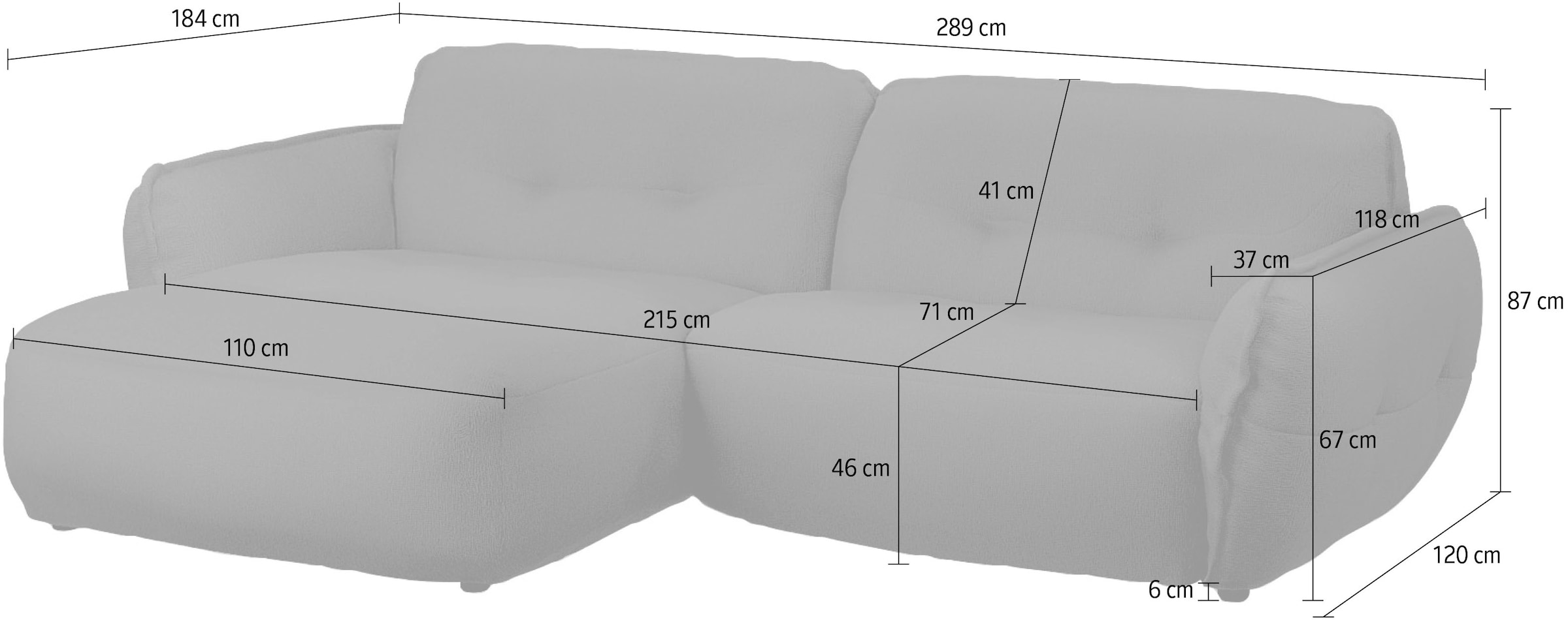 BETYPE Ecksofa »Be Fluffy«, Softes Sitzgefühl, moderne Kedernaht, hochwertiger Bezug