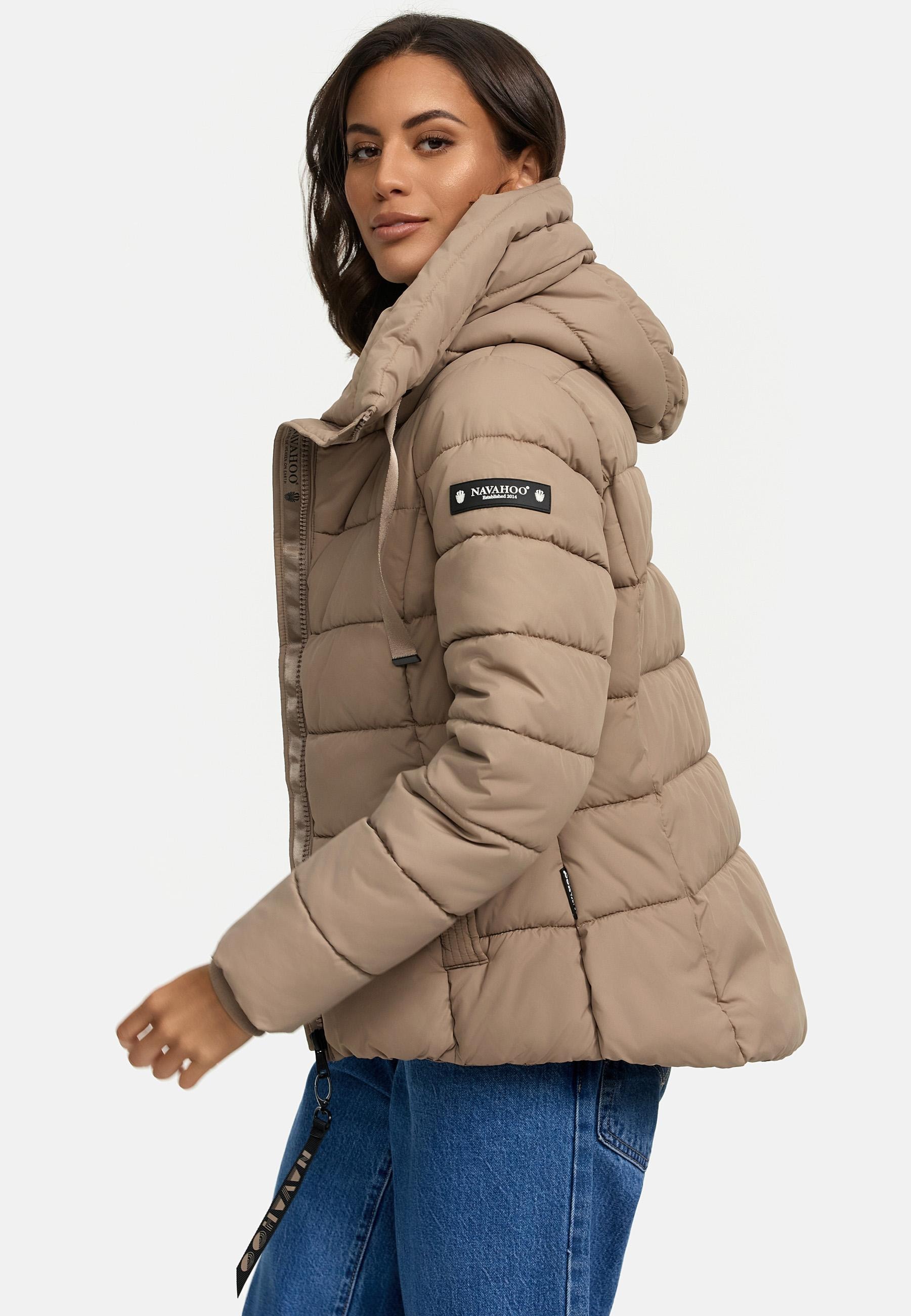 Navahoo Steppjacke »Amayaa«, mit Kapuze, stylische Damen Winterjacke mit coolen Applikationen