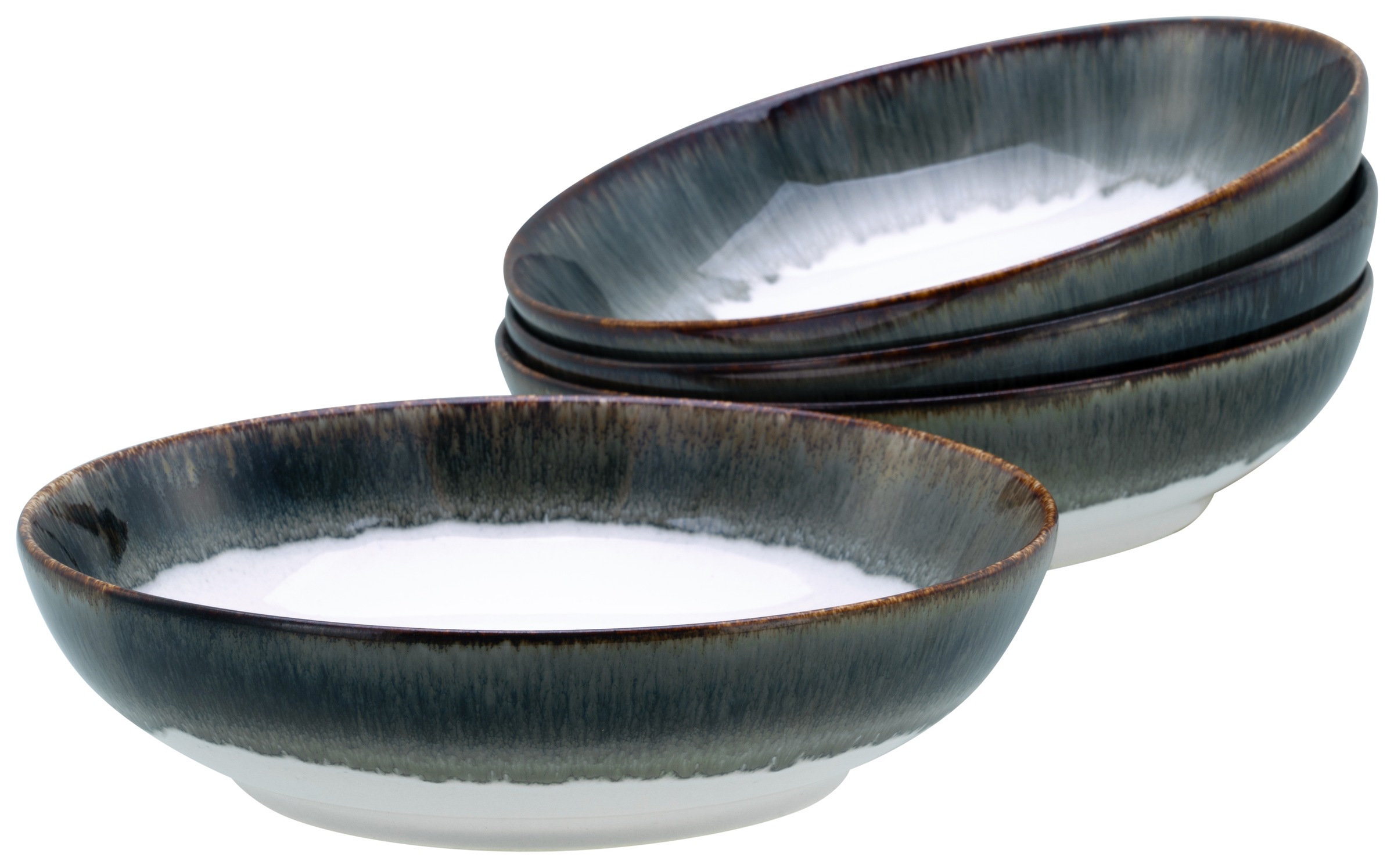 CREATABLE Schale "Cascade, Poke Bowl 22,5 cm 4-tlg", Ø 22,5cm, grau, Schüsseln, Rekativglasur, Healthy Food