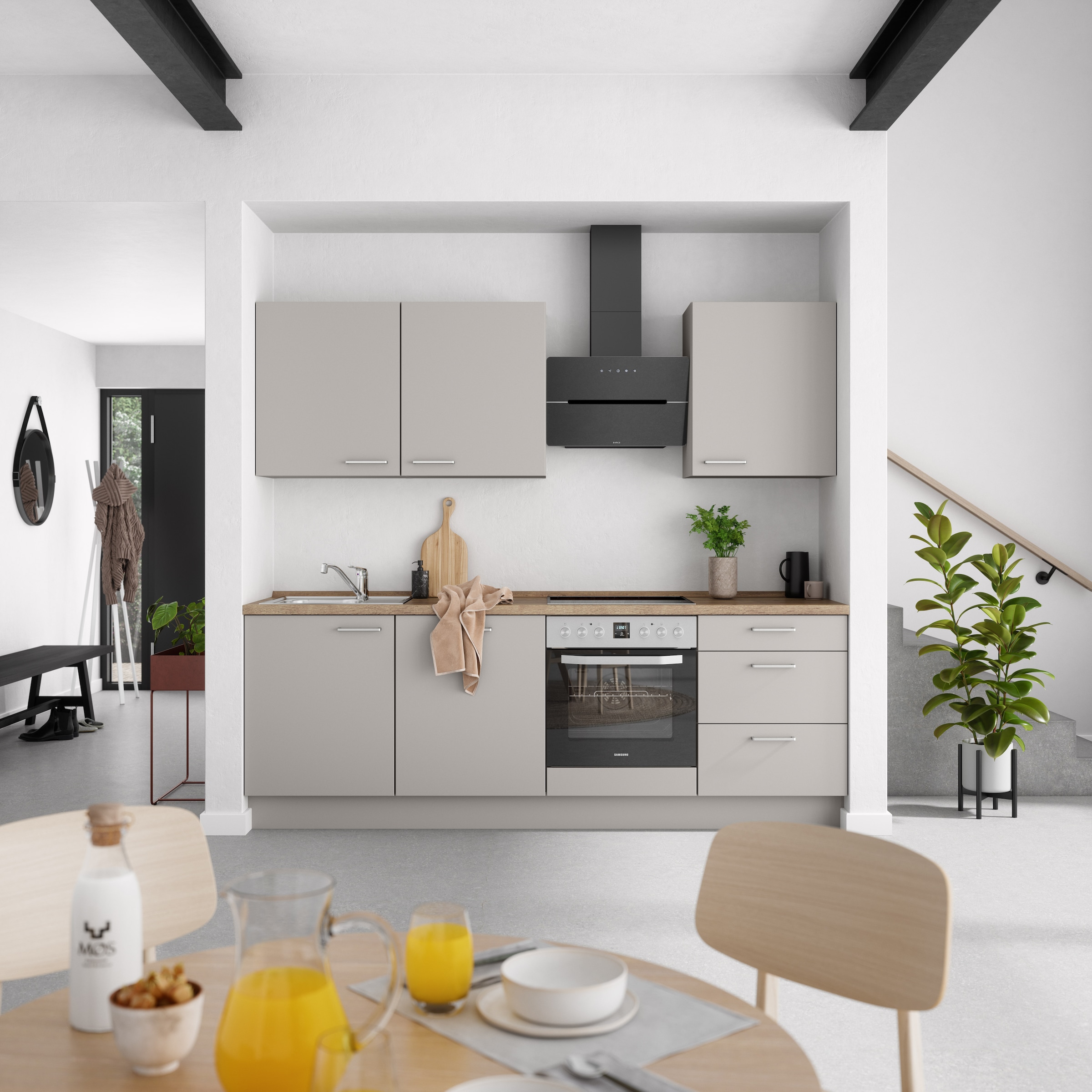 nobilia® Küchenzeile »"Touch II"«, vormontiert, Ausrichtung wählbar, Breite 240 cm, wahlw. mit E-Geräten