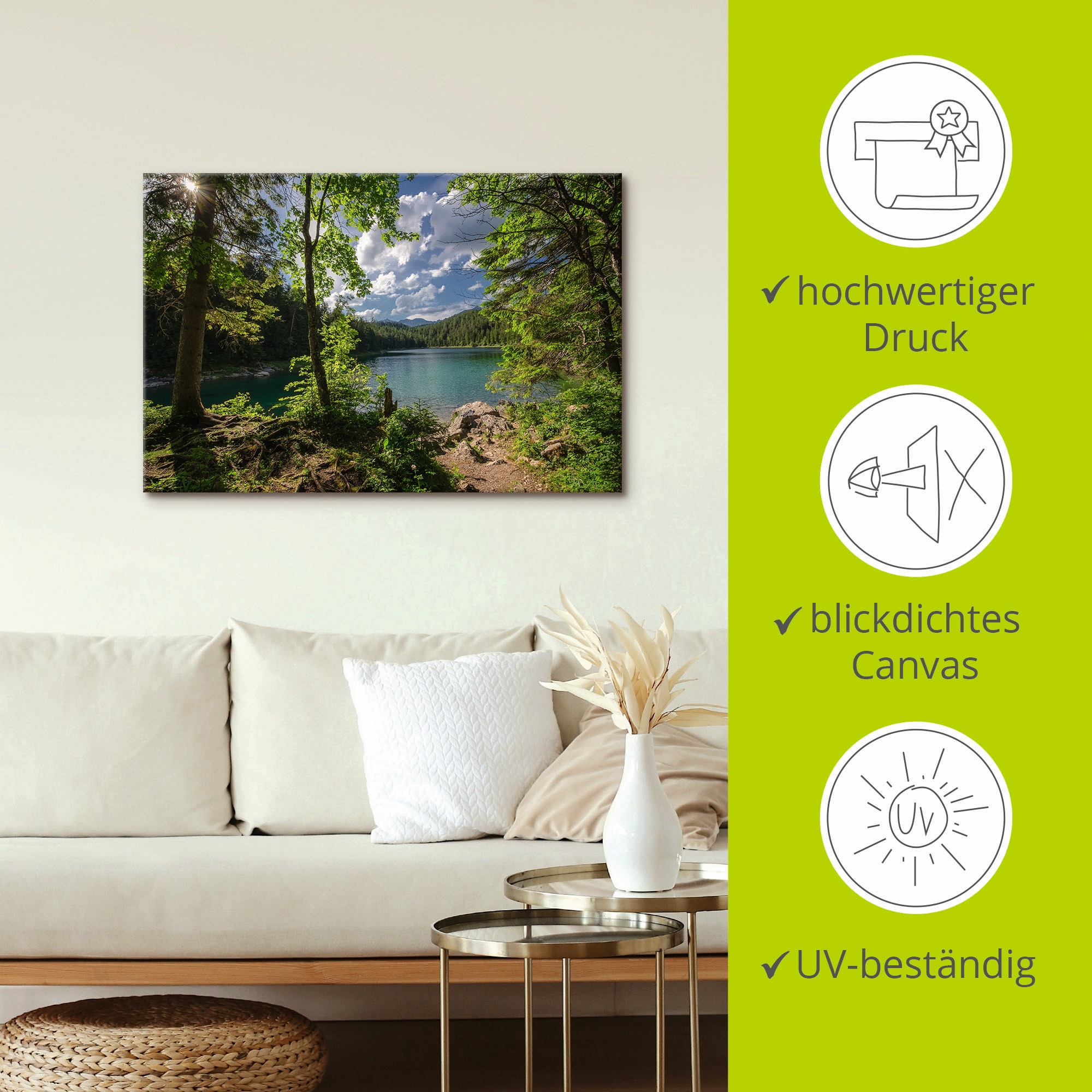 Artland Leinwandbild »Eibsee« Gewässer 1 Stk. tlg. auf Holzrahmen gespannt