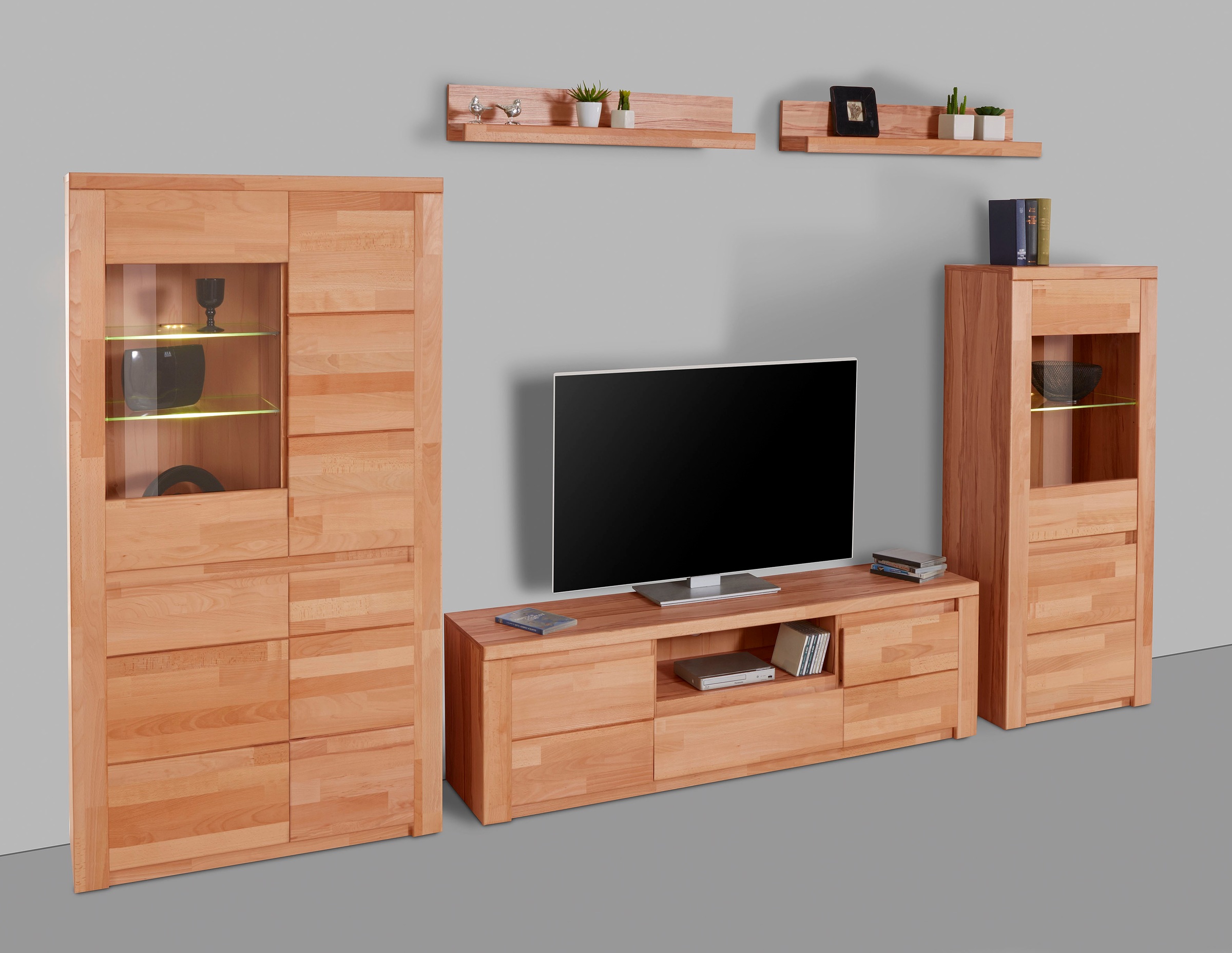 Home affaire Wohnwand "Burani" Set, 4 Stk. tlg. teilmassives Holz günstig online kaufen