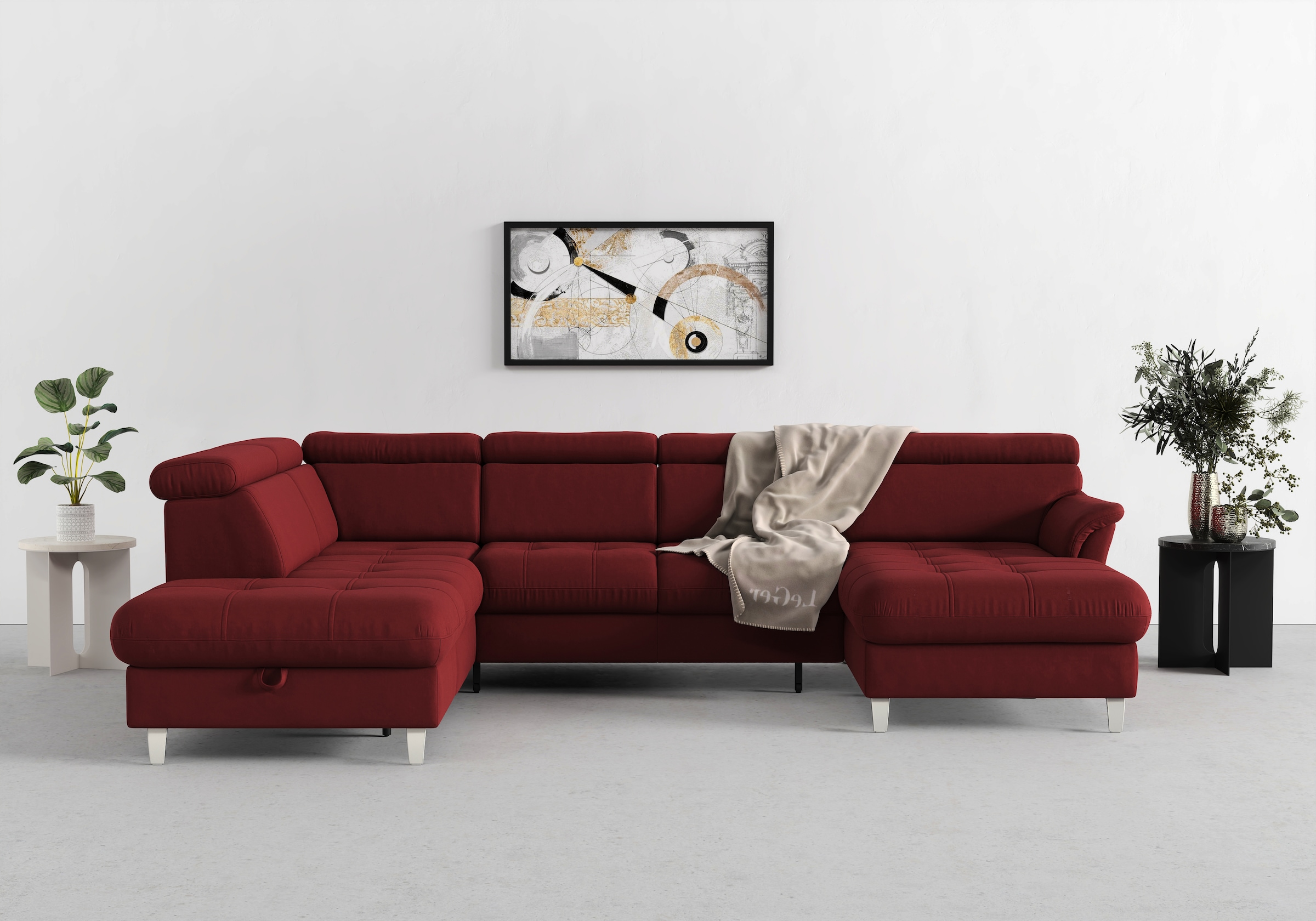 sit&more Wohnlandschaft "Marano U-Form" inklusive Kopfteilverstellung, optional Schlaffunktion & Bettkasten