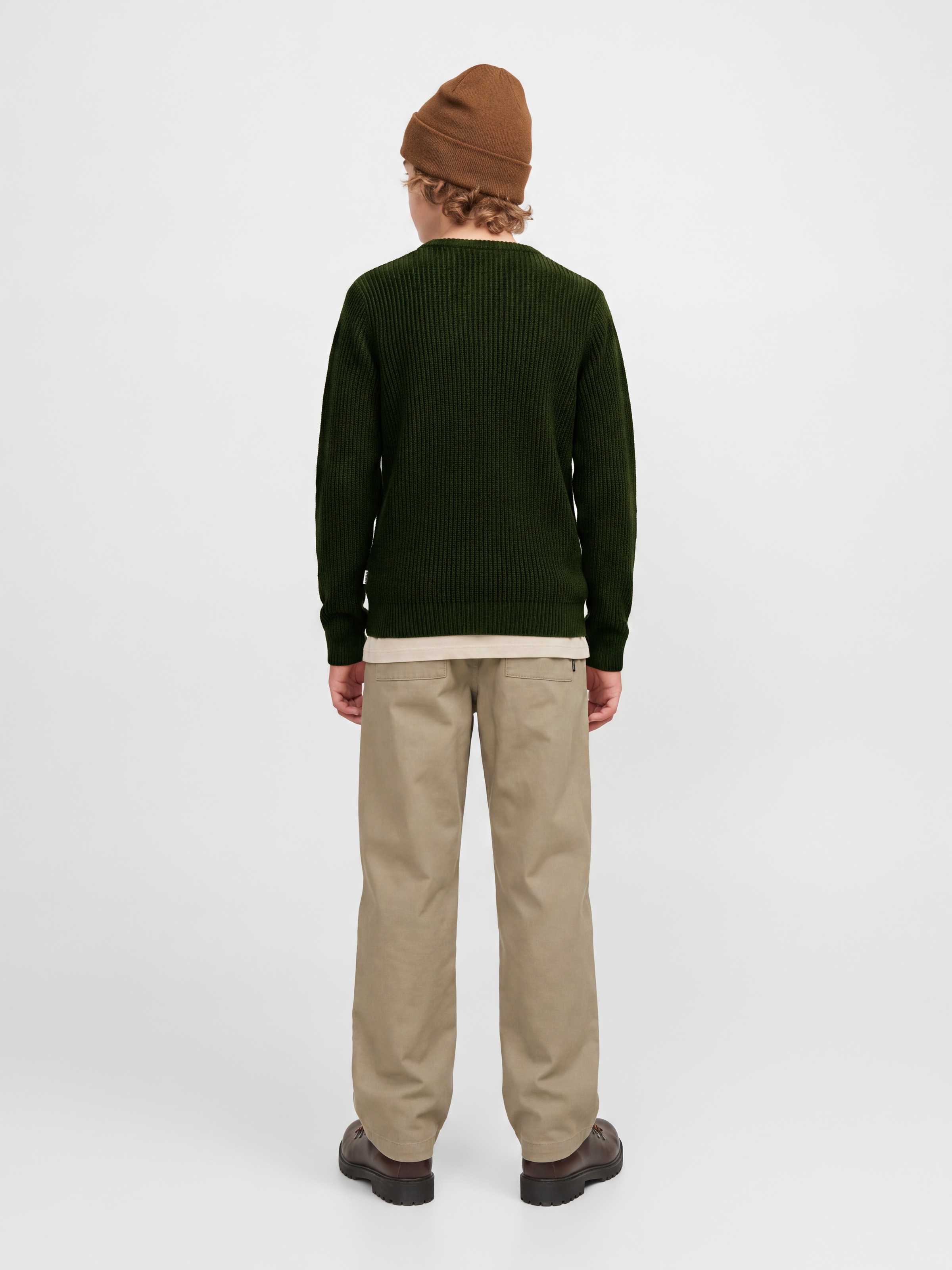 Jack & Jones Junior Rundhalspullover »JJPANNEL KNIT CREW NECK AW26 JNR« Materialmix, regular fit