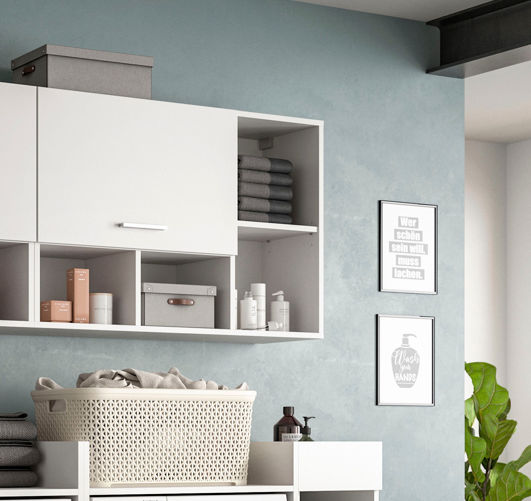 welltime Hängeschrank »FALAS, TOPSELLER! Breite 95cm, 1 Klappe, 5 Fächer«, (1 St., in verschiedenen Farben erhältlich), Schrank, Wandschrank, Badschrank, Wäscheschrank