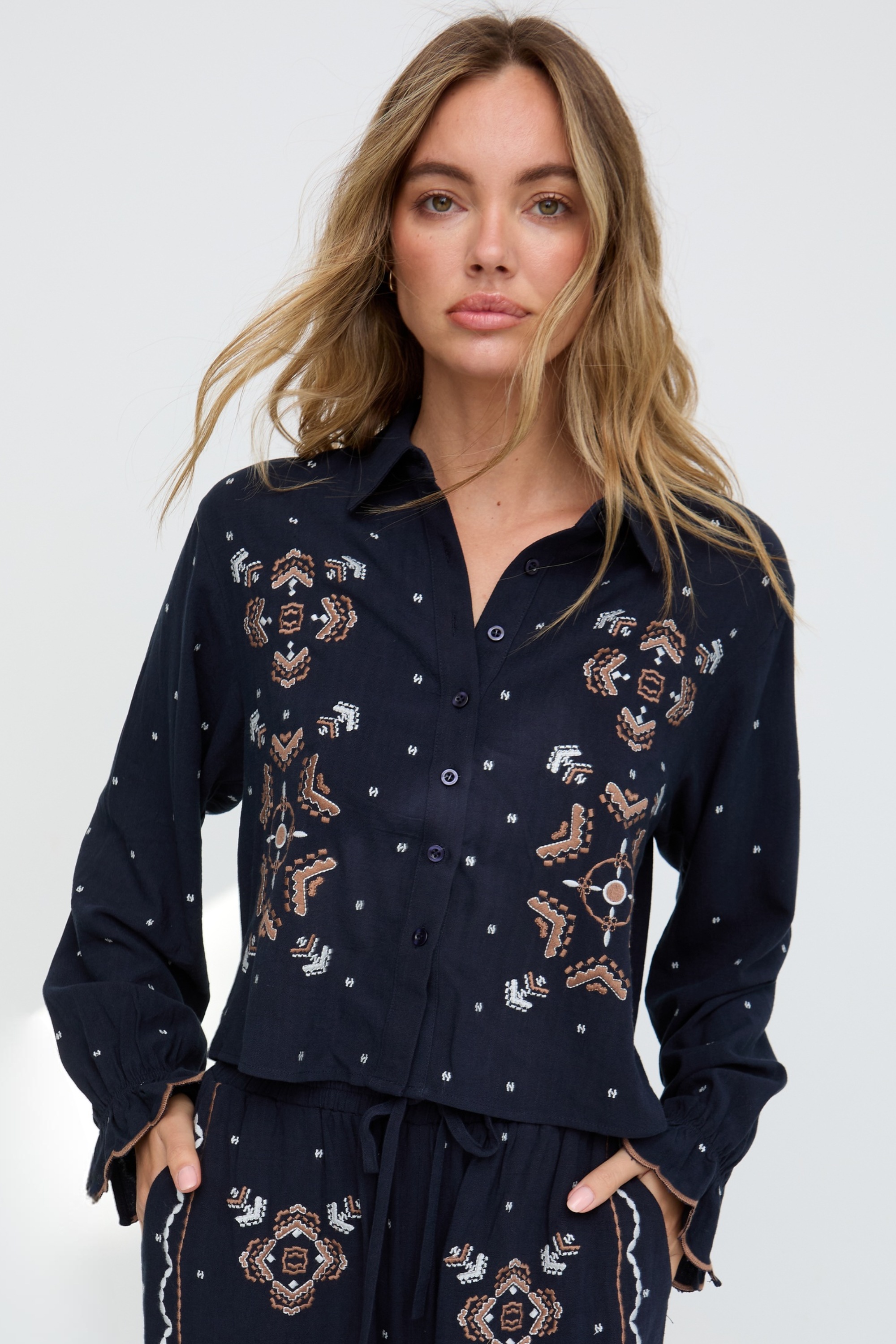 RAFFYA Hemdbluse »Penny Boxy Embroidered Shirt Damen«