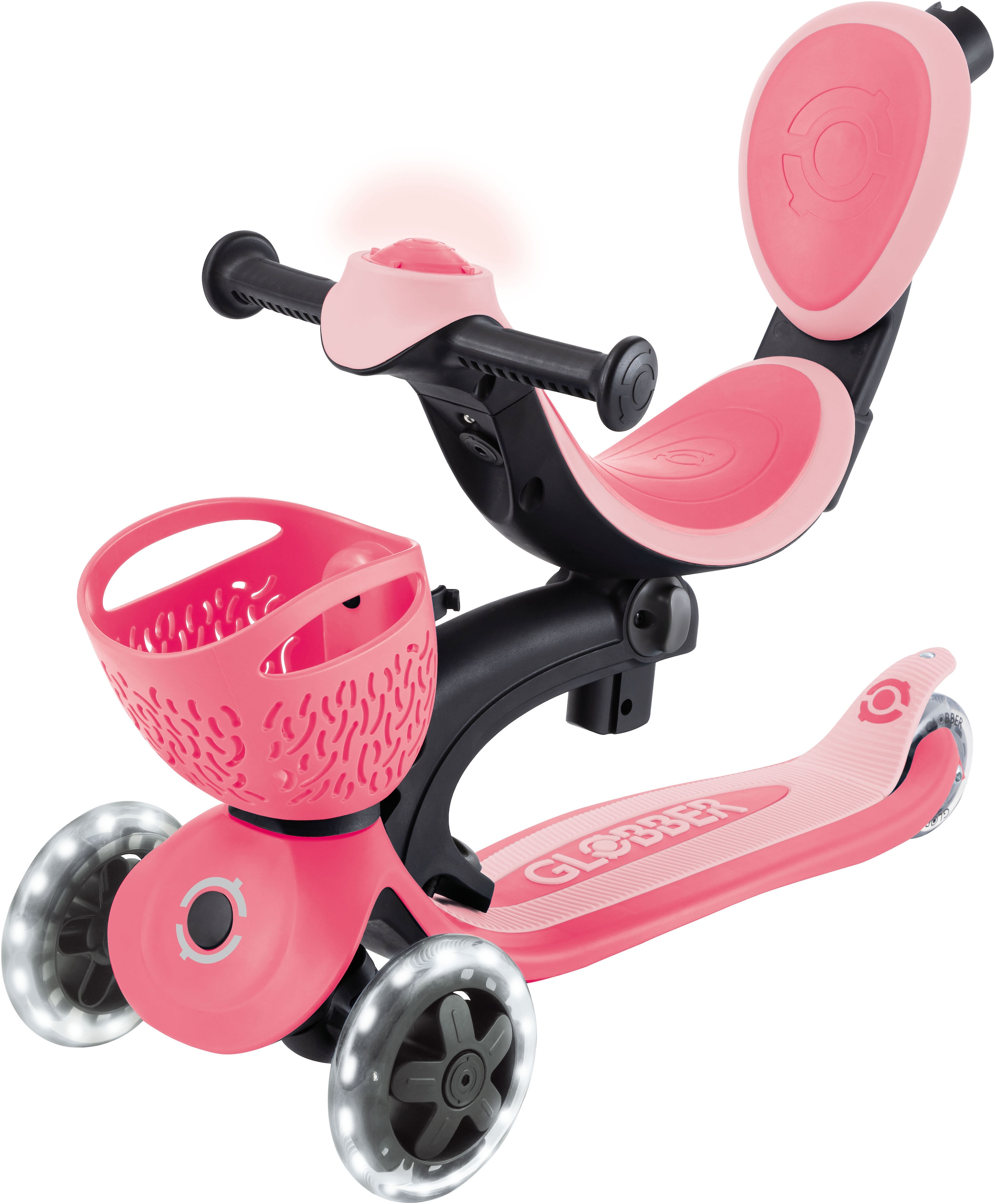 Globber Tretroller »GO-UP BABY 360 LIGHTS, mit Leuchtrollen und Leuchtmodul«