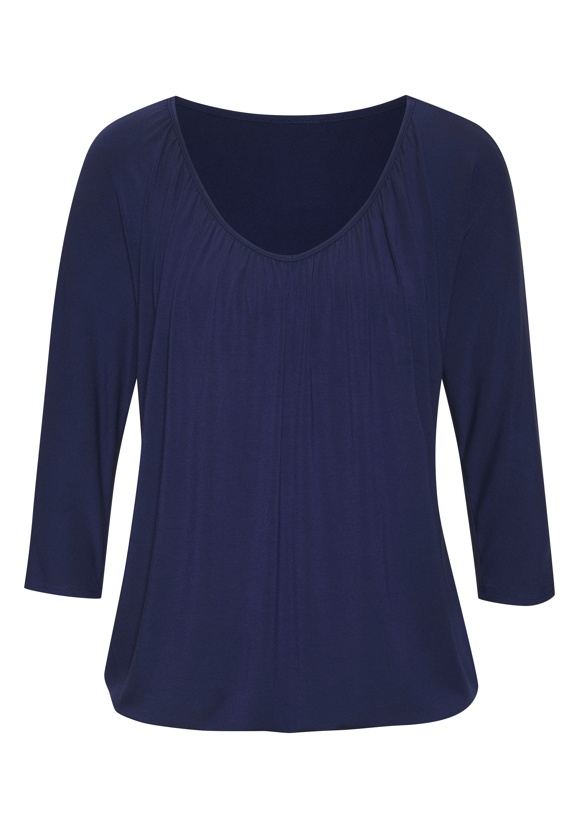 LASCANA 3/4-Arm-Shirt »mit zarter Raffung am Ausschnitt«, (2er-Pack), aus weichem Viskose-Stretch