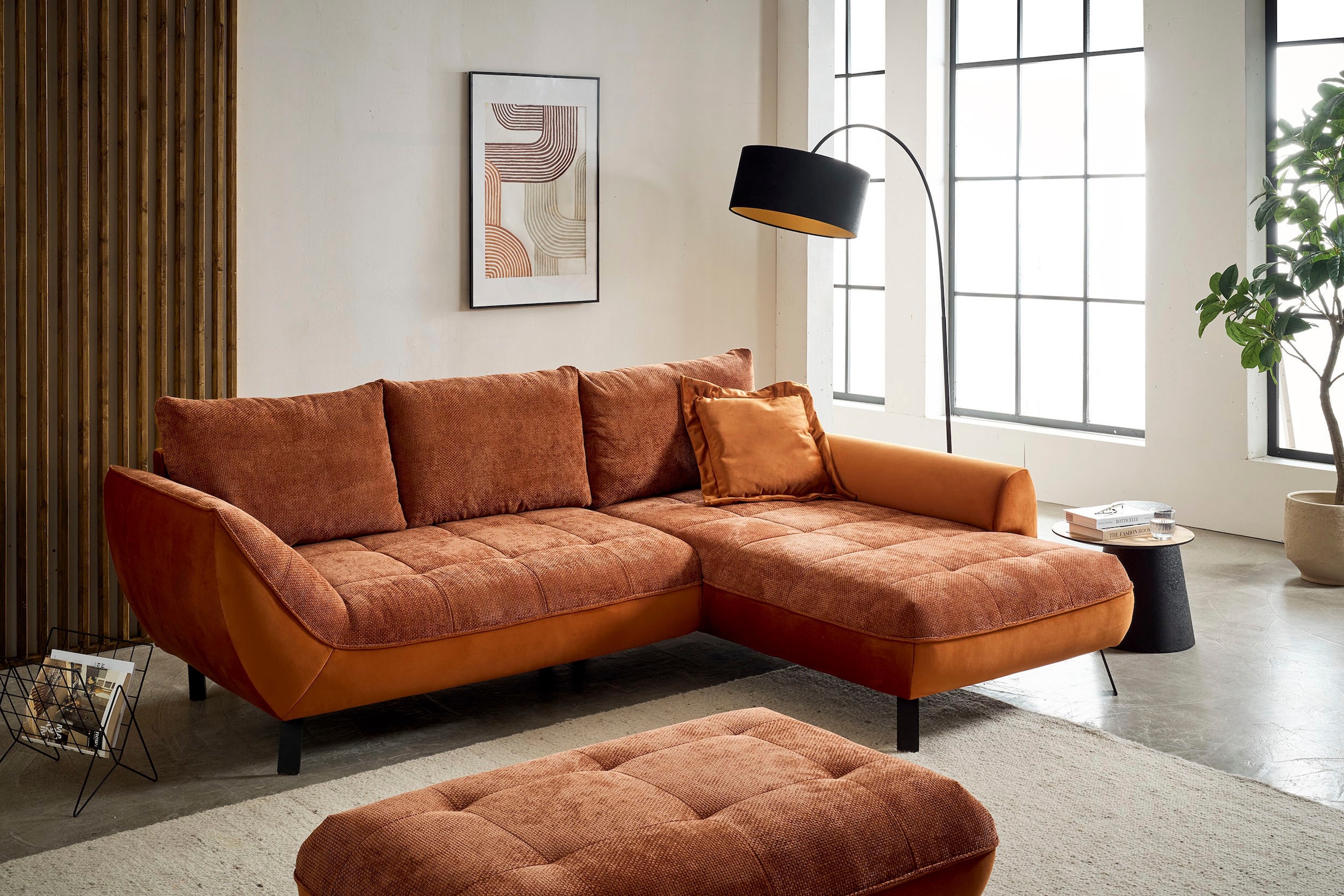 exxpo - sofa fashion Ecksofa "Bellinii, Materialmix, Strukturbezug und pfle günstig online kaufen