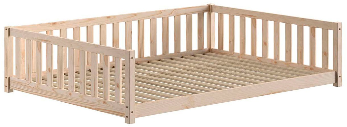 Vipack Daybett »Dallas Massiv Bett mit Rausfallschutz umbaubar vom Boden- zum Daybett« mit Bettschublade, wahlweise Kiefer massiv natur oder weiß