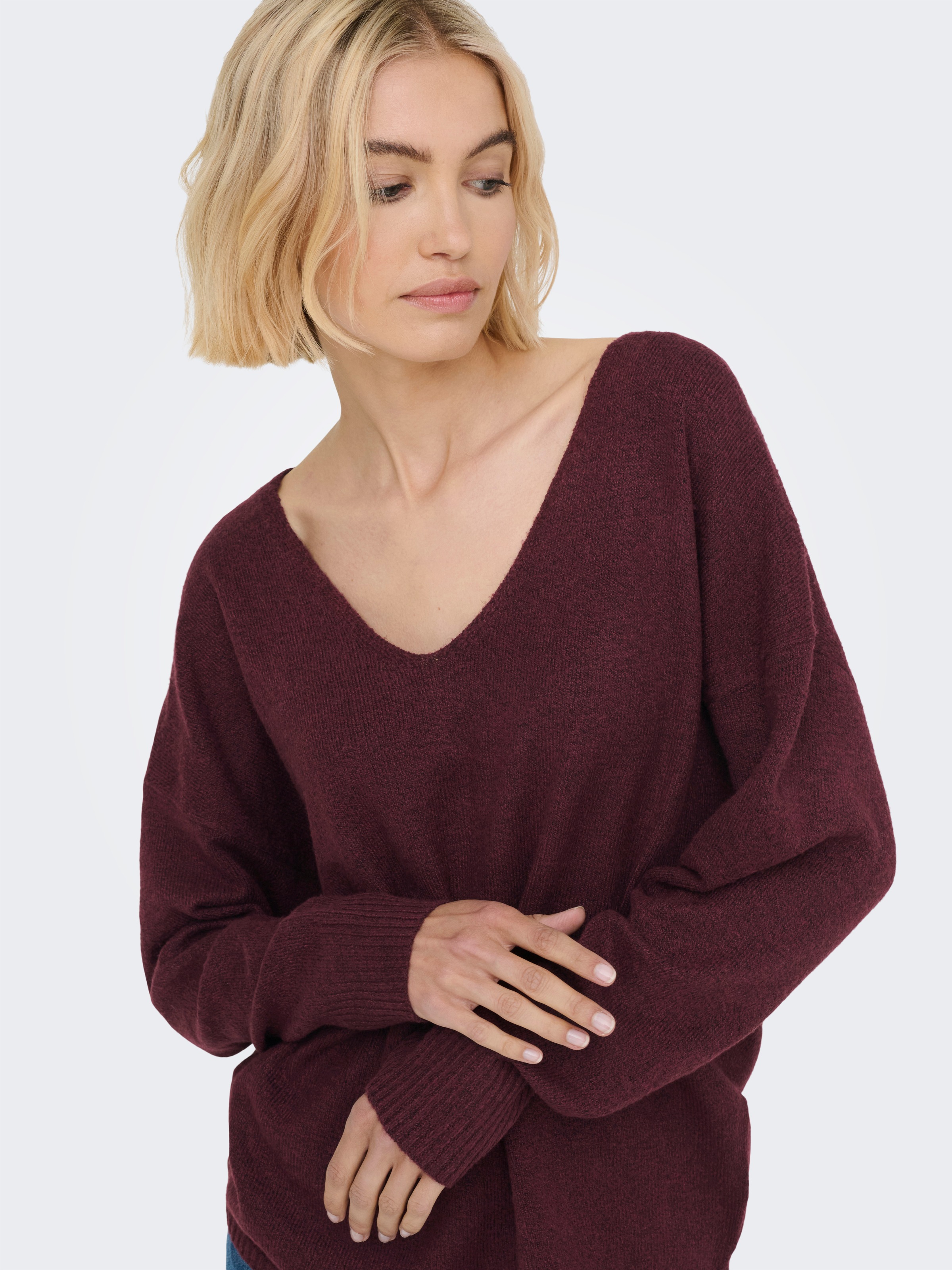 ONLY V-Ausschnitt-Pullover "ONLRICA LIFE L/S V-NECK PULLO KNT NOOS" Materia günstig online kaufen