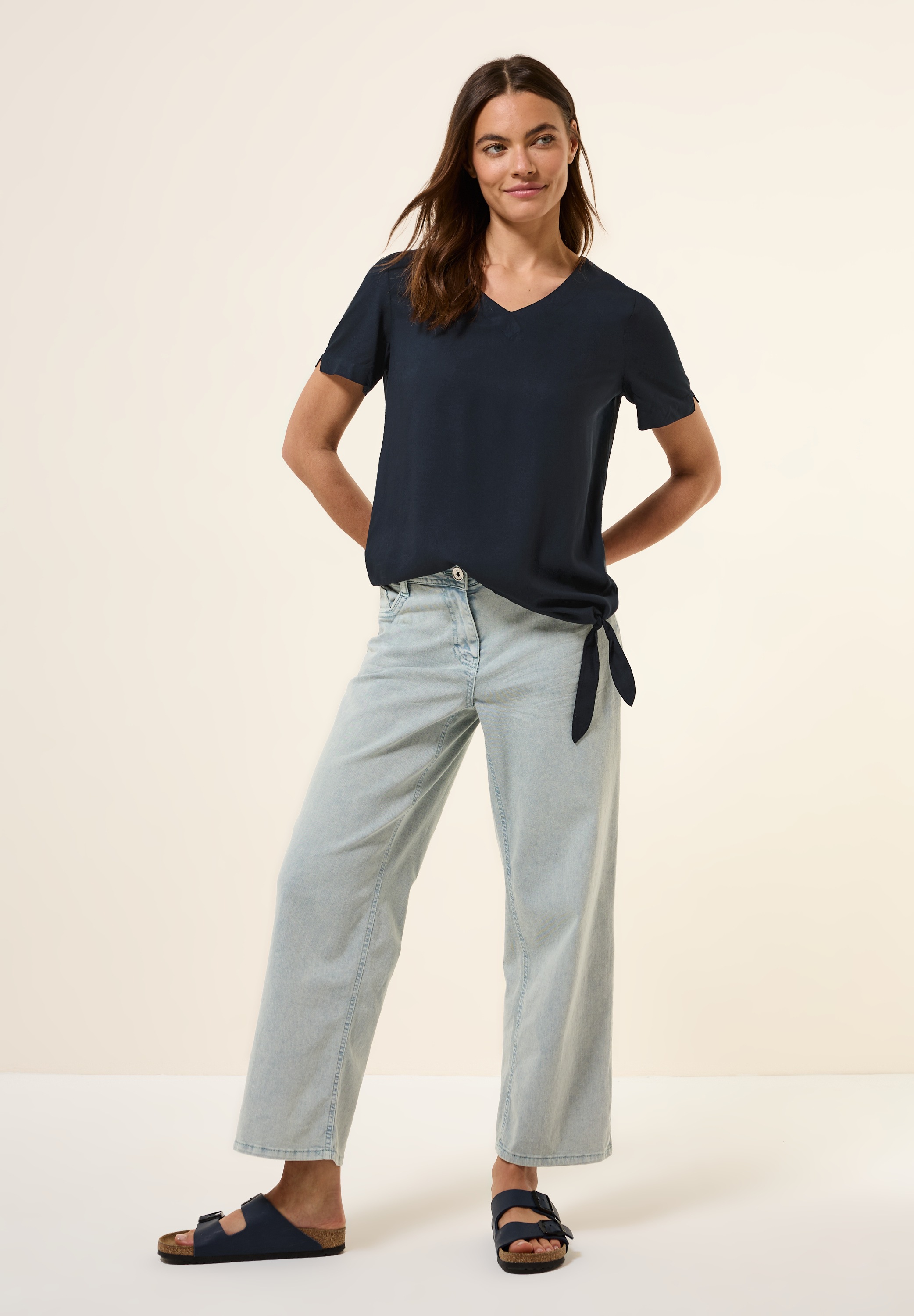 Thumbnail - Cecil Kurzarmbluse in Unifarbe