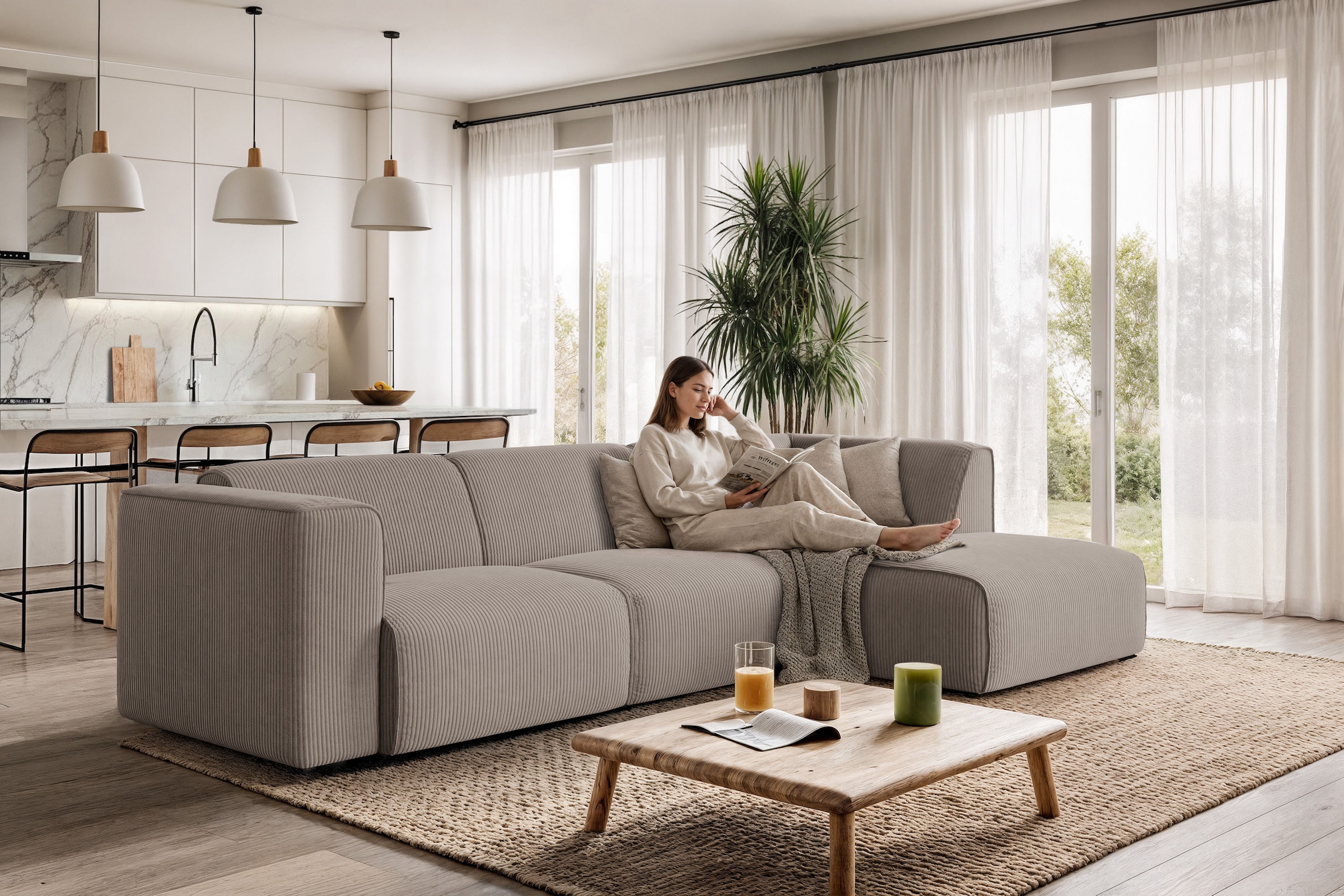 Ecksofa OTTO HOME "Merid L-Form, B: 295 cm - OTTO. Verlässliche Qualität.", grau (taupe), B:295cm H:70cm T:162cm, 100% Polyester, Sofas, Ecksofa, jederzeit durch Module erweiterbar 7