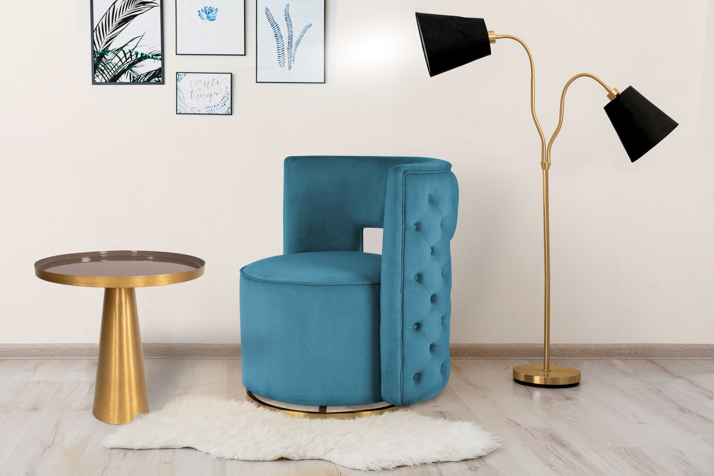 Thumbnail - Kayoom Beistelltisch "Morrison 525, Beistelltisch in runder Form, stilvolles Retro-Design" 1 Stk. tlg. Tischplatte in Ta...