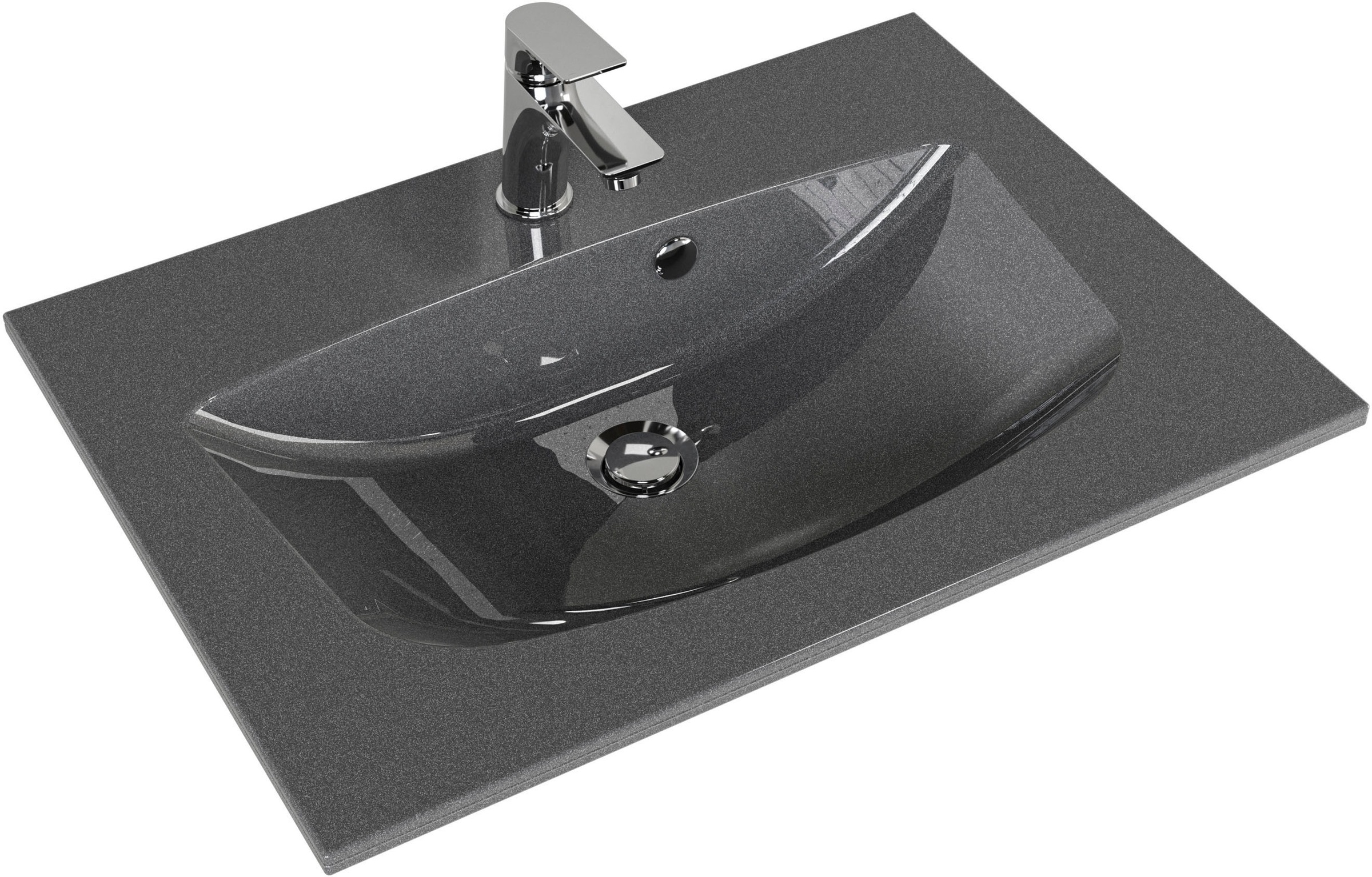 Saphir Waschtisch »Serie 6025 Mineralmarmor-Waschtisch mit Unterschrank, 67 cm breit«, Waschplatz mit 2 Schubladen, hängend, verschiedene Ausführungen