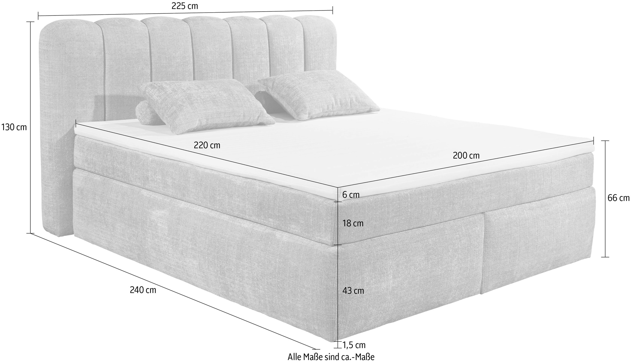 ED EXCITING DESIGN Boxspringbett »Gibsons in der Größe 200x220cm, Überlänge«