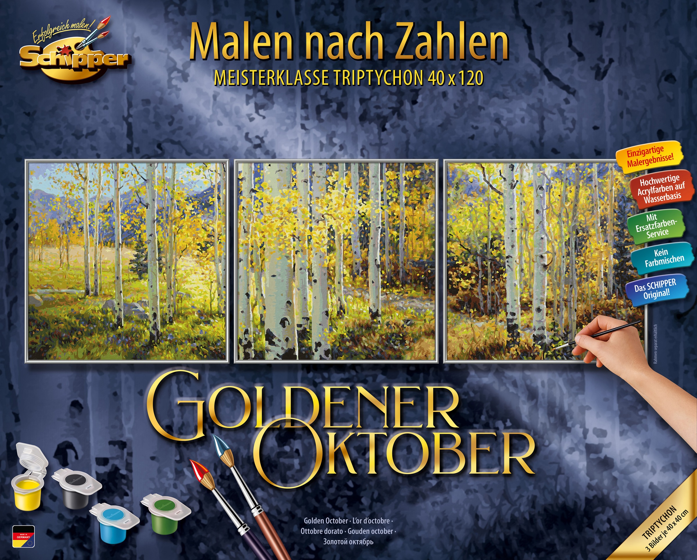Schipper Malen nach Zahlen »Meisterklasse Goldener Made | BAUR Triptychon Germany Oktober«, - in