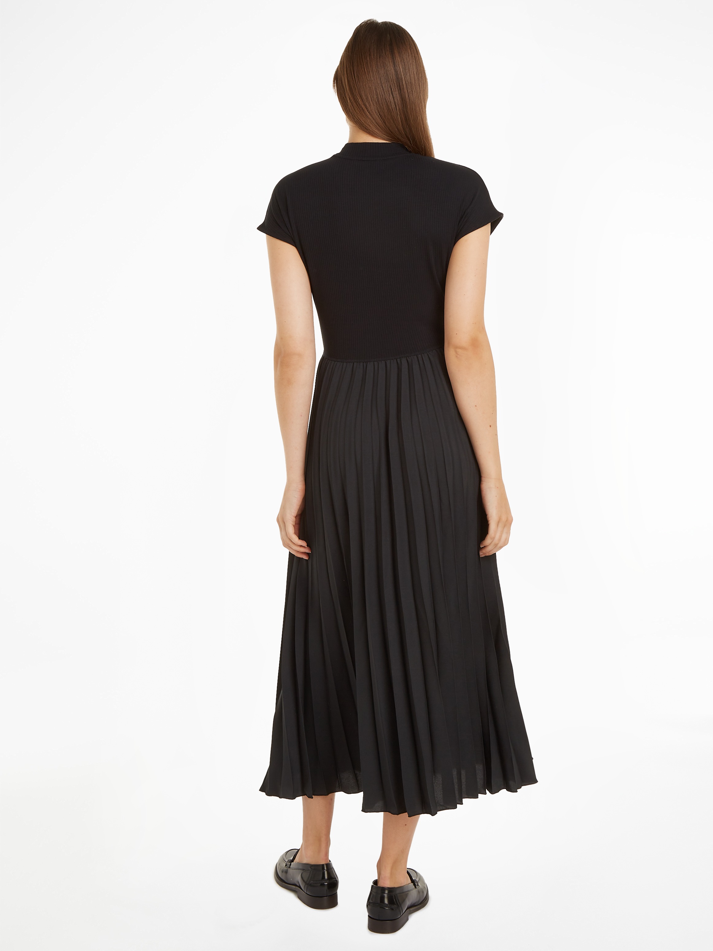 Tommy Hilfiger Jerseykleid "5X2 RIB MK-NK PLEAT MIDI DRS SS", mit Markenlab günstig online kaufen