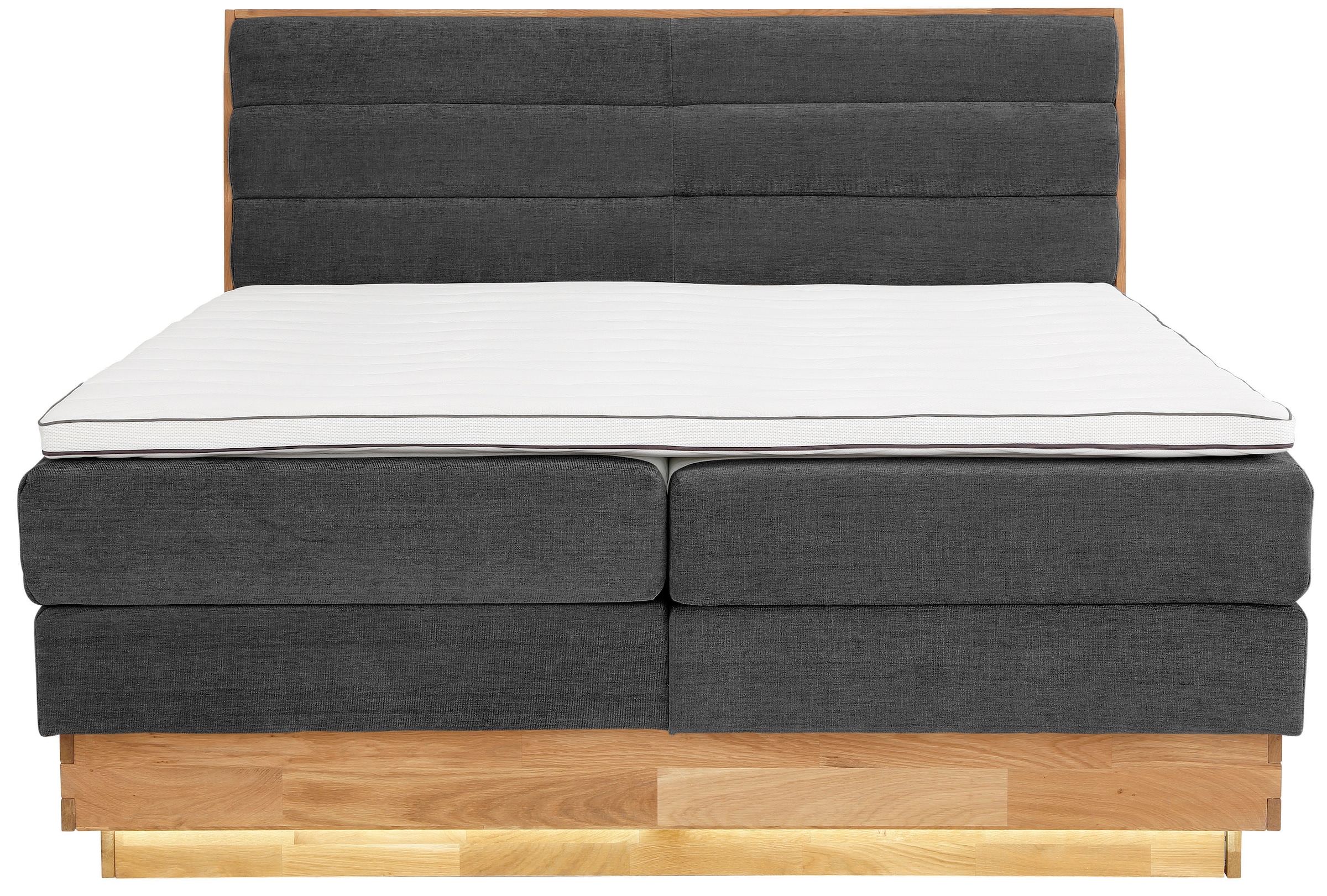 OTTO products Boxspringbett, LED-Beleuchtung, mit zertifizierten, recycelten Bezugsstoffen