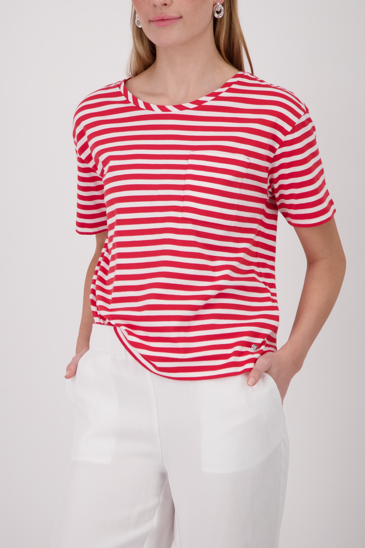 Monari Rundhalsshirt "Shirt Basic Pima Ringel" mit Streifen