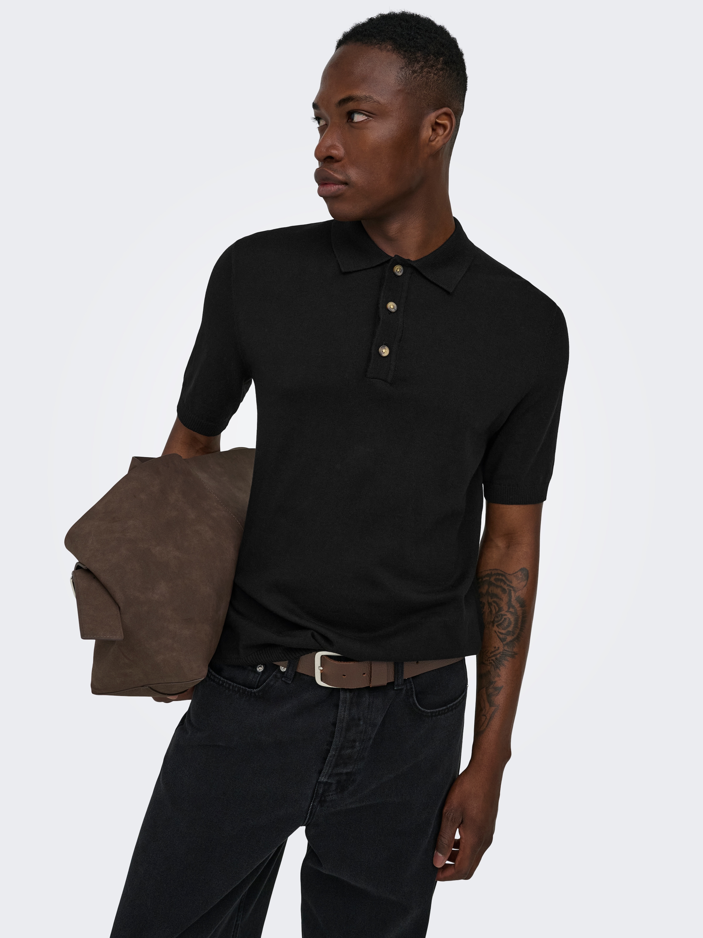 ONLY & SONS Polokragenpullover »ONSLOUI REG 12 SS MEL POLO KNIT NOOS« Baumwollmischung, regular fit