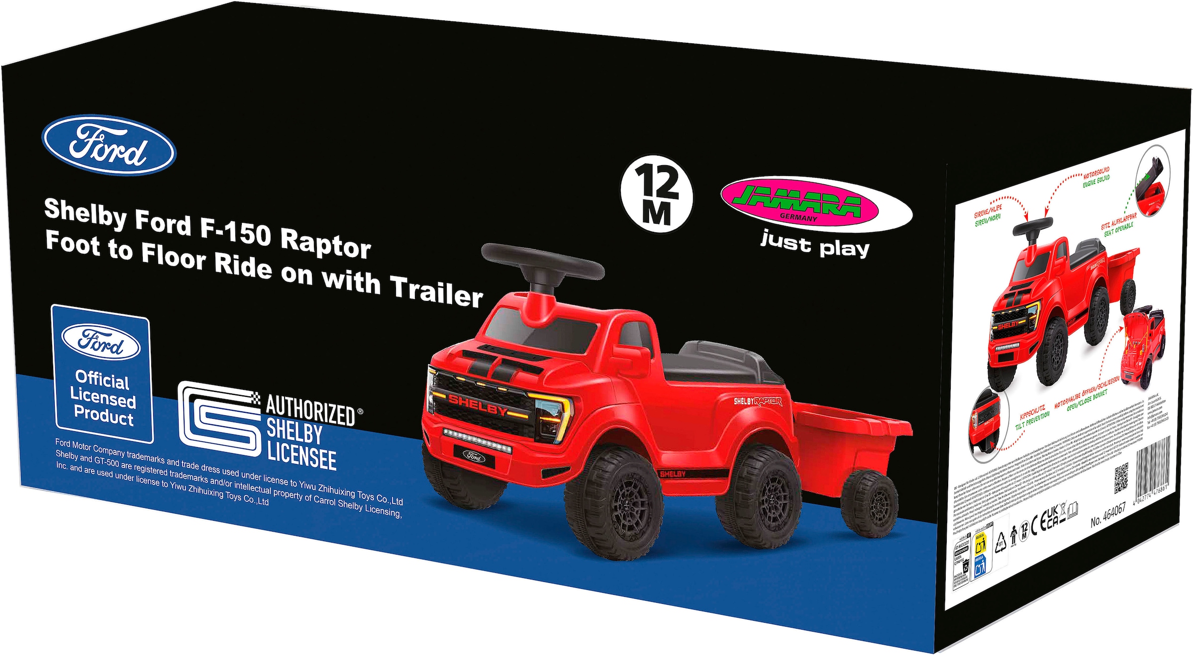 Jamara Rutscherauto »Shelby Ford F-150 Raptor mit Anhänger« mit Soundeffekten