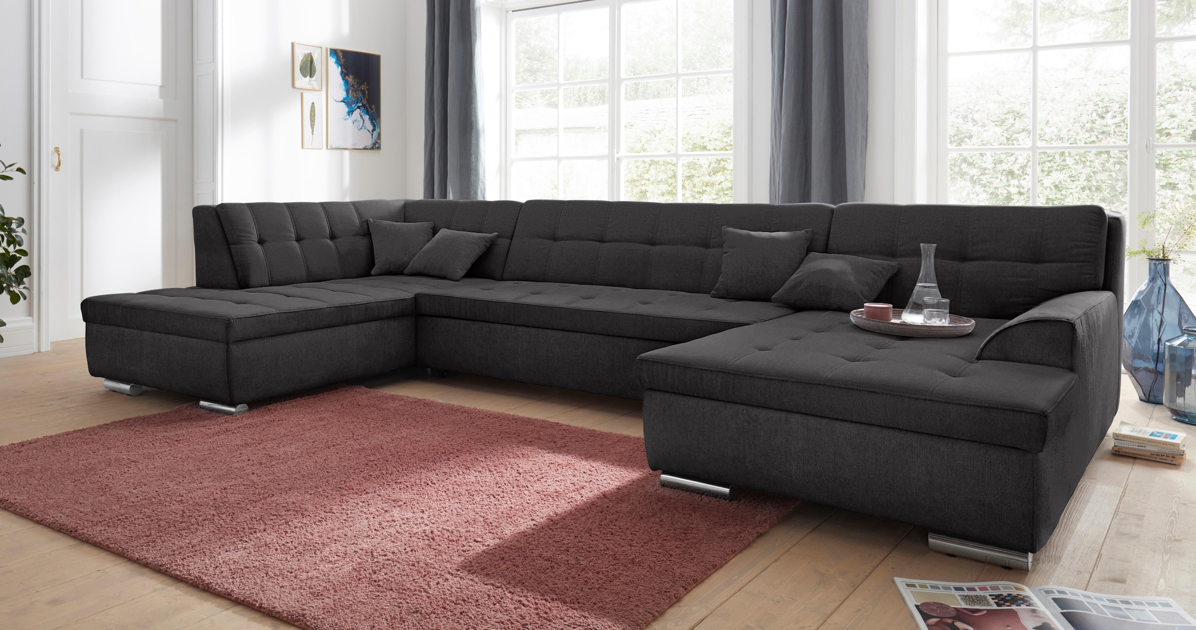 DOMO collection Wohnlandschaft "Aversa U-Form" wahlweise mit Bettfunktion, günstig online kaufen