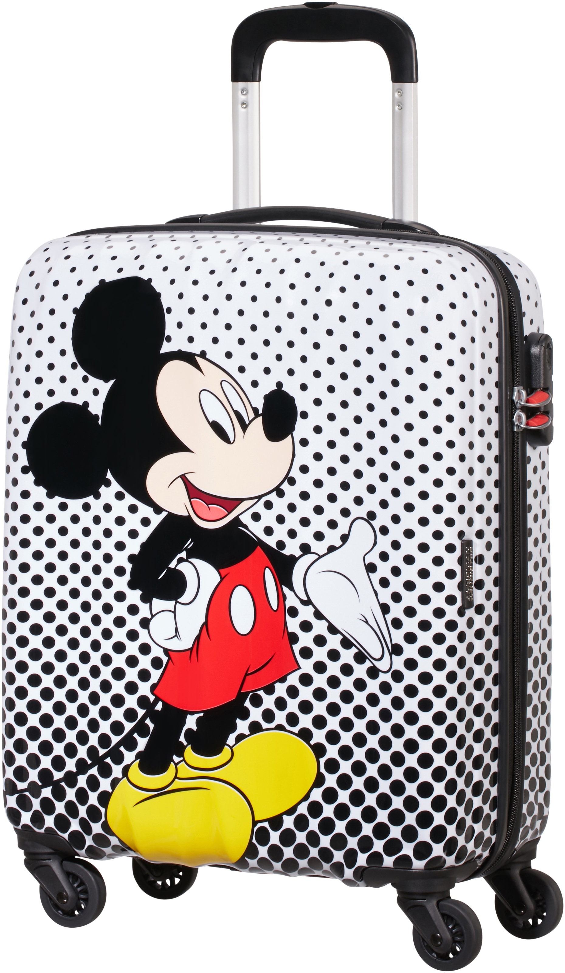 American Tourister® Hartschalen-Trolley »Disney Legends, Mickey Mouse Polka Dot, 55 cm«, 4 Rollen, Kinder Reisegepäck Handgepäck-Koffer TSA-Zahlenschloss