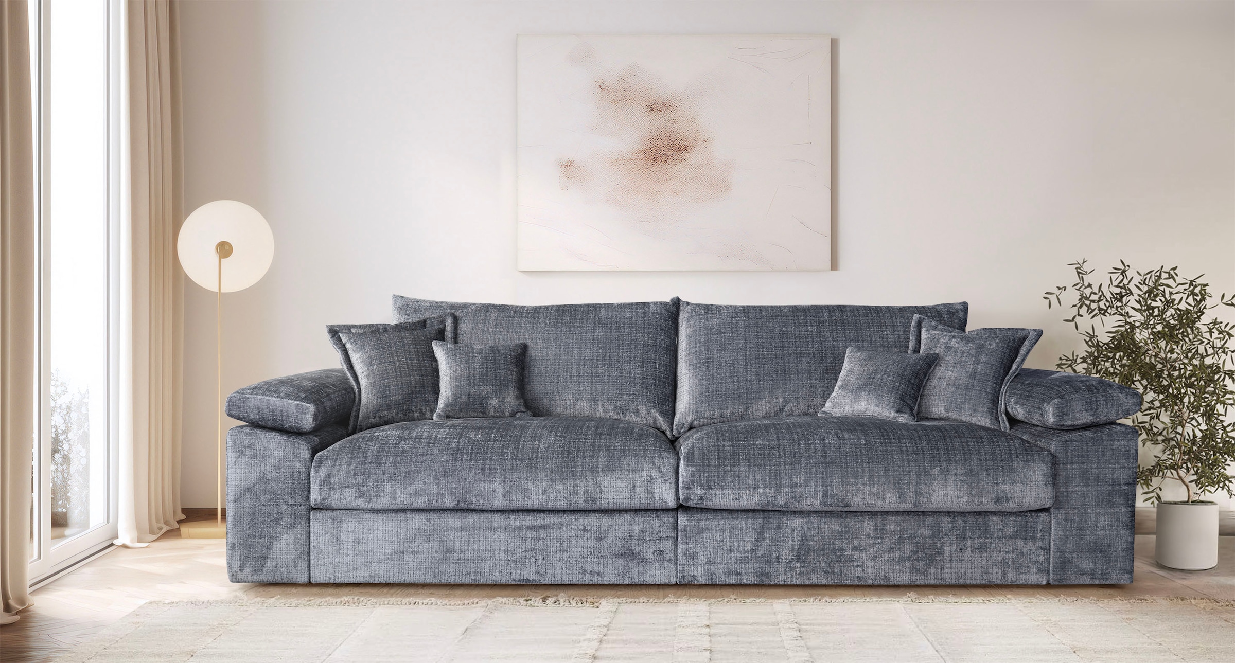 OTTO home Big-Sofa "Soft&Cosy XXL, B: 303 cm - OTTO. Verlässliche Qualität." Mega-Sofa, Cord oder Chenille-Struktur, mit Federkern & 4 Zierkissen
