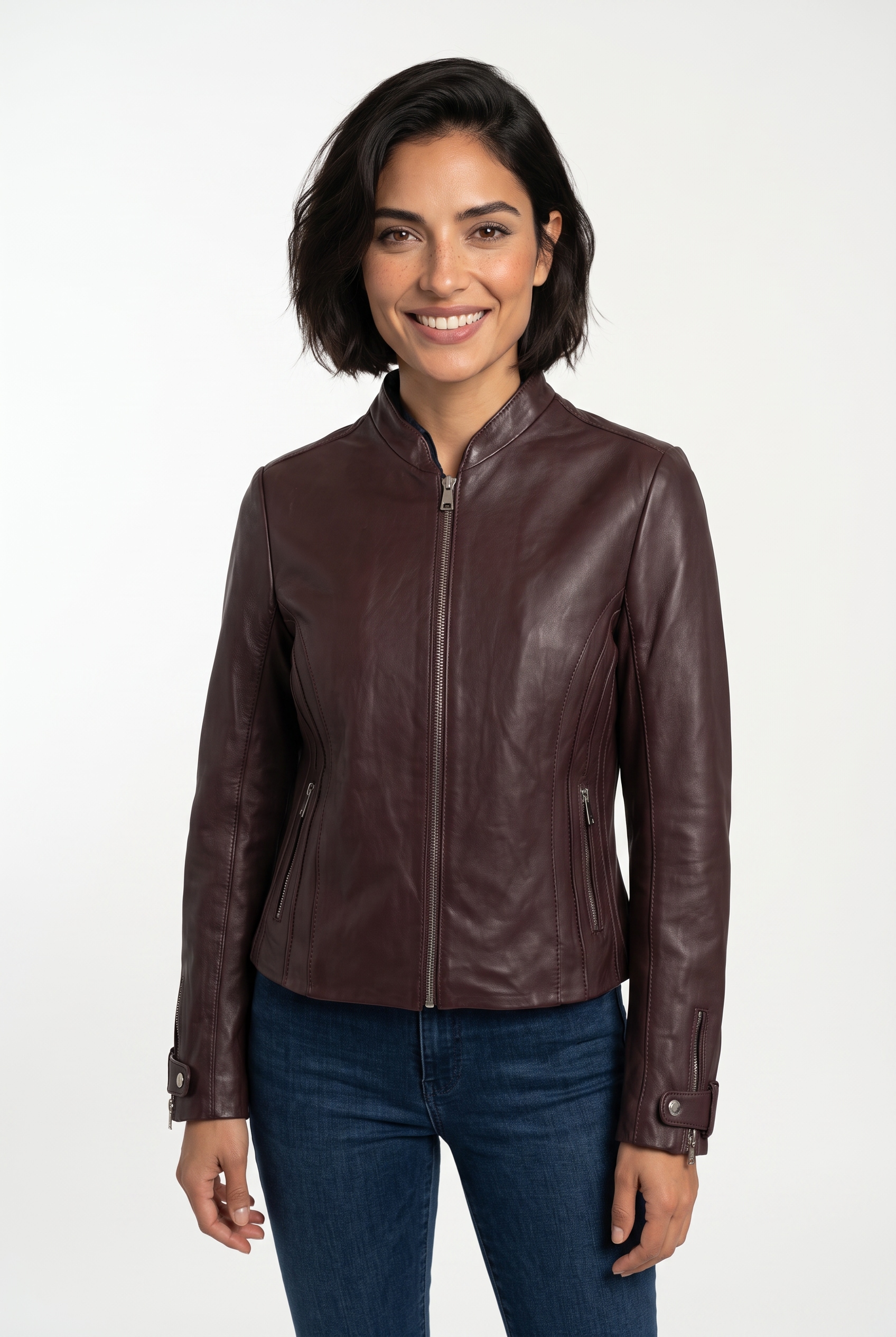 Mauritius Lederjacke "MWLuciana" mit kurzem Stehkragen