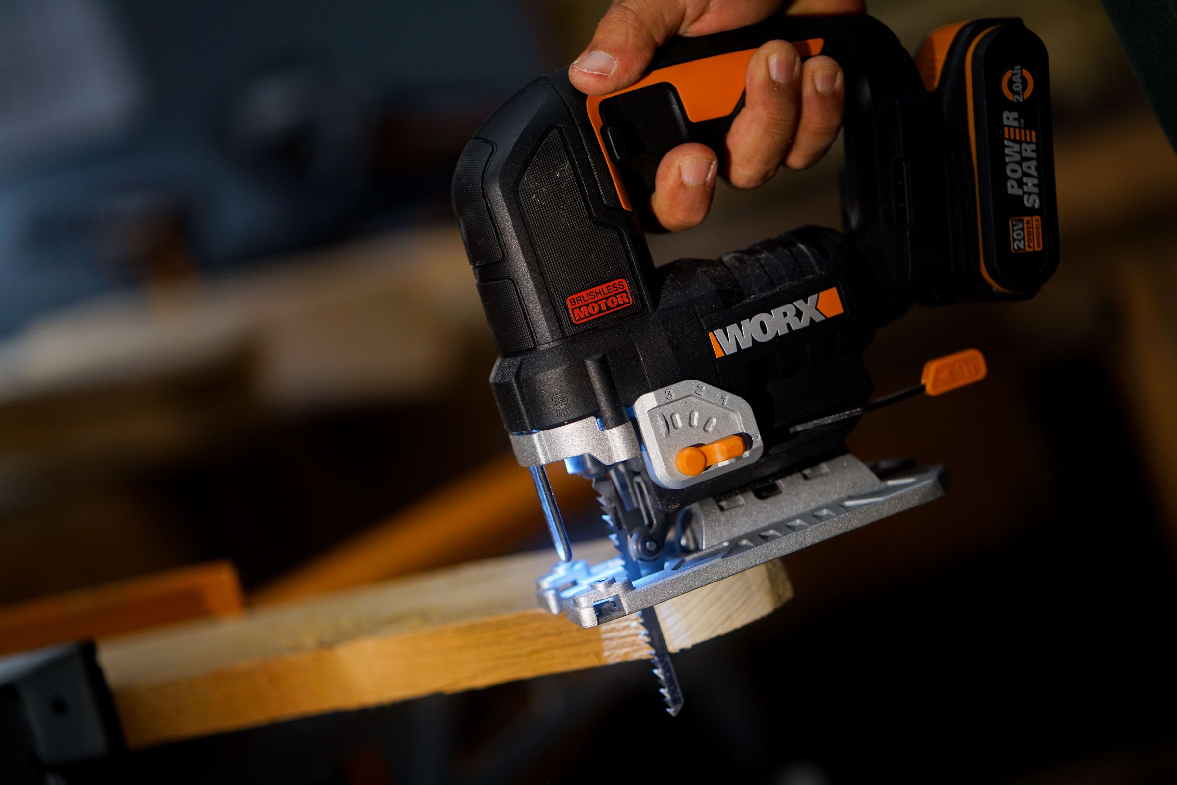 Worx Akku-Stichsäge »NITRO WX542«, Brushless-Motor, mit Absaug-Adapter, inkl. Akku & Ladegerät