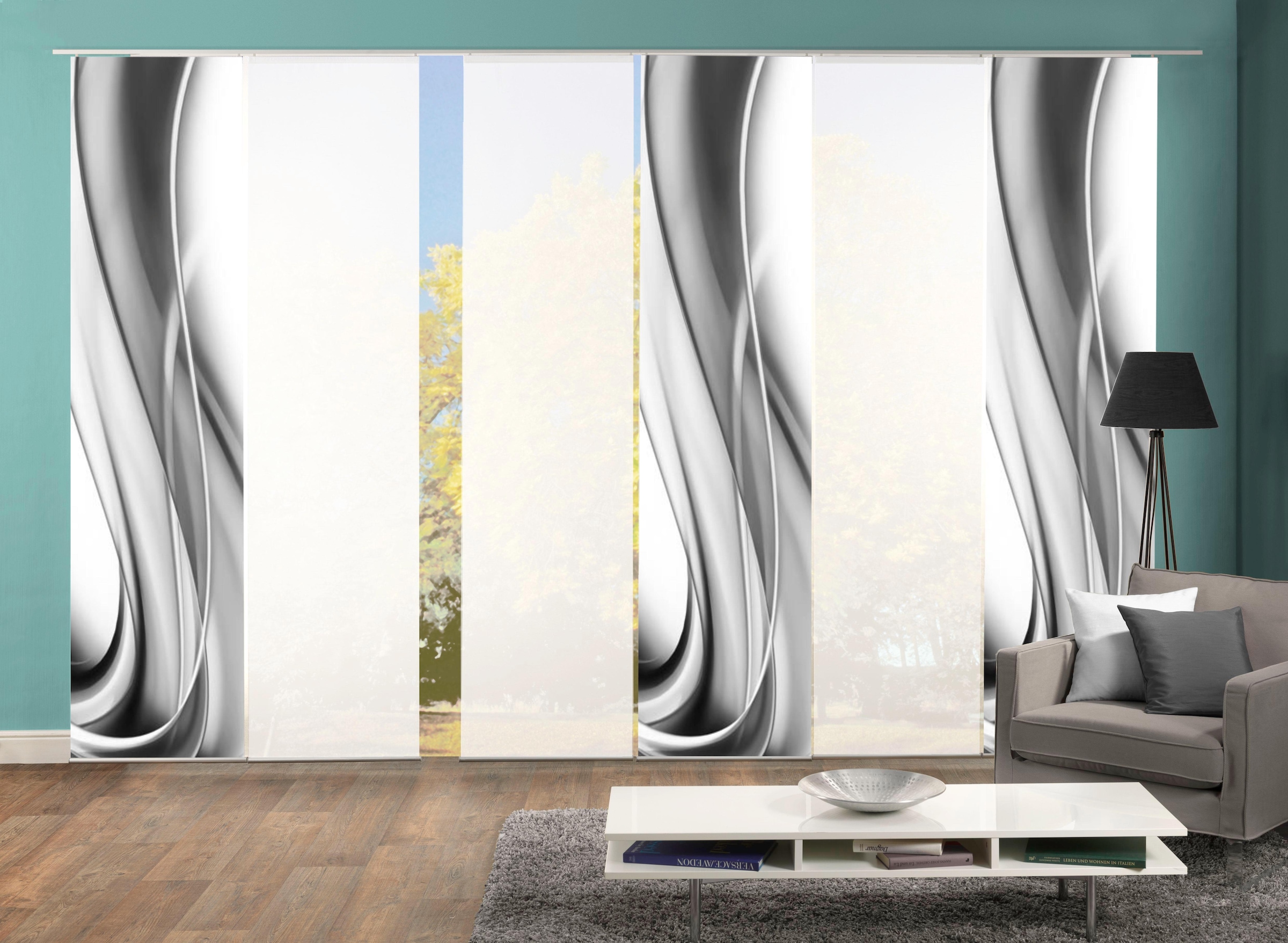 HOME WOHNIDEEN Schiebegardine "ONDAR" Klettband 6 Stk. tlg. HxB: 245x60, in günstig online kaufen