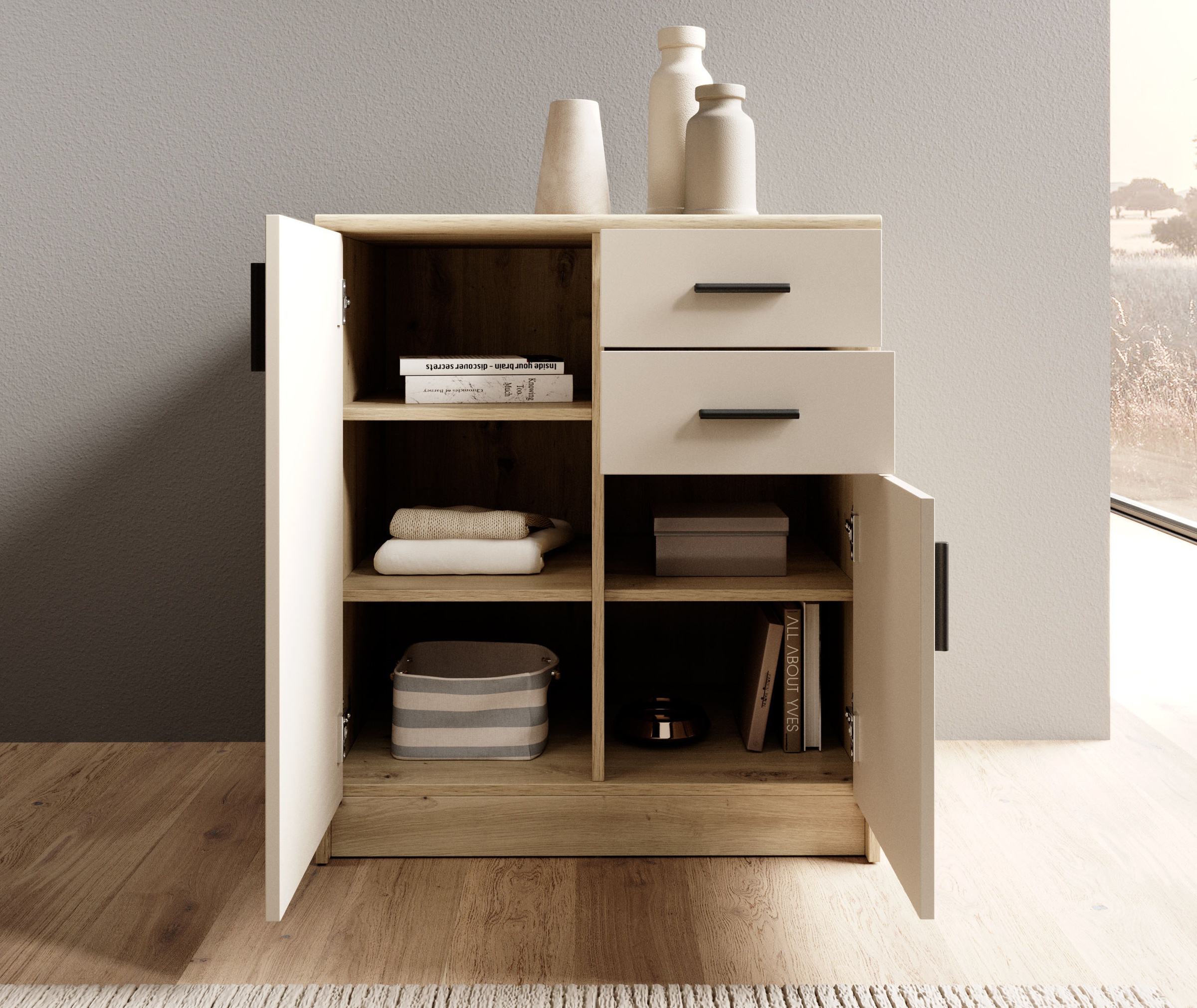 HBZ Sideboard »Nelly Kommode, BxHxT 74x86x50cm«, (1 St.), Breite 74cm, Einlegeböden verstellbar, foliert