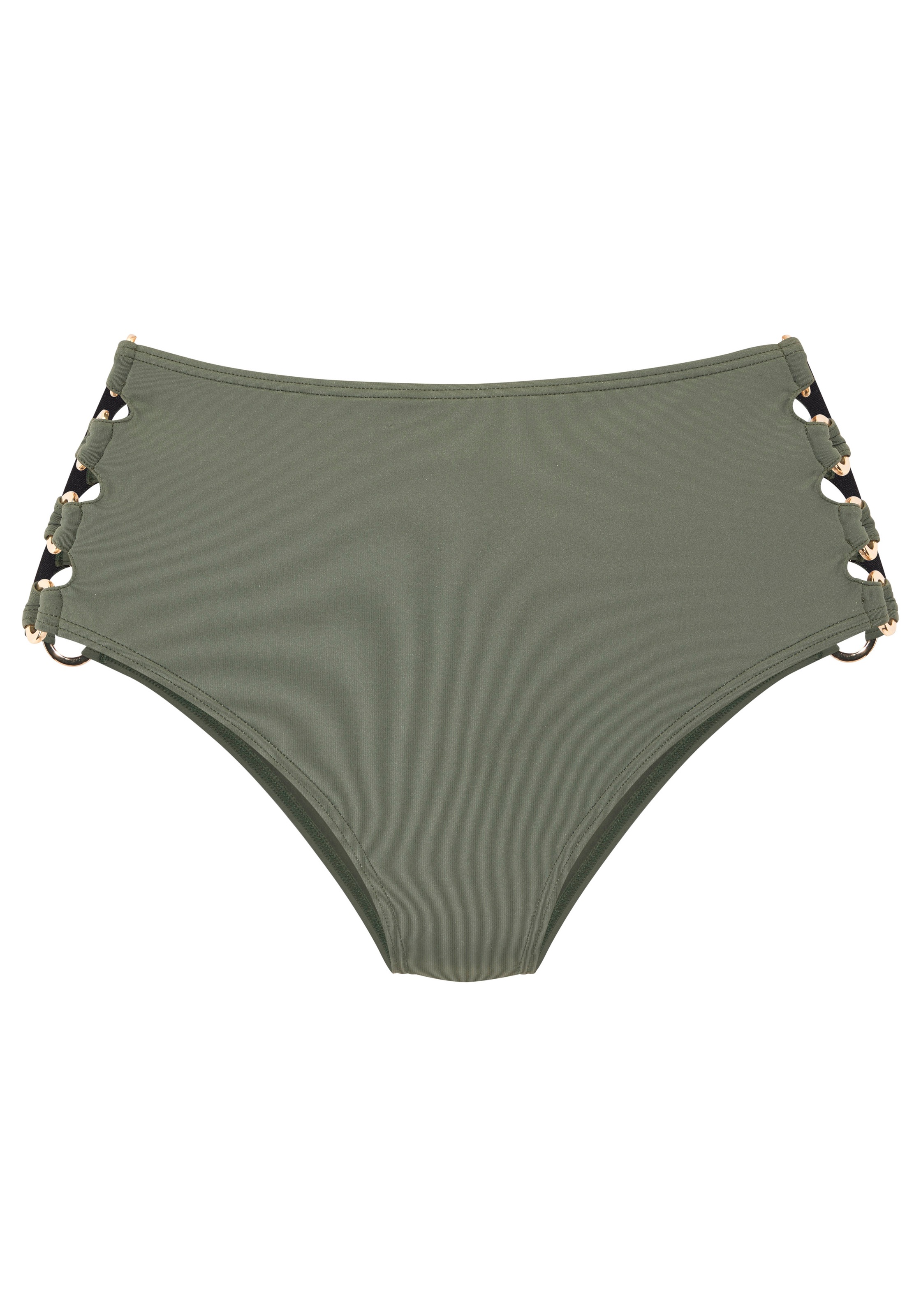 LASCANA Highwaist-Bikini-Hose "Italy", Goldfarbene Zierringe günstig online kaufen