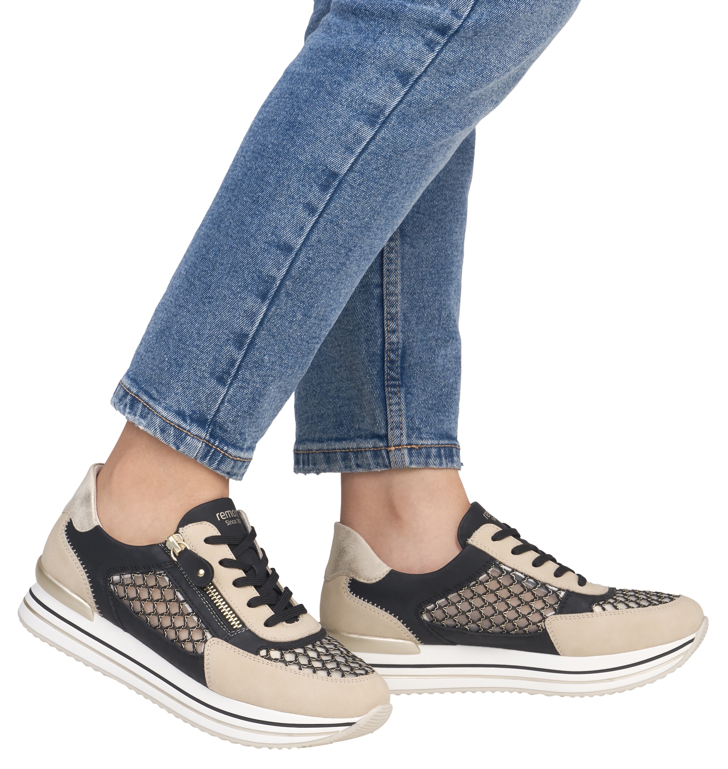 Remonte Plateausneaker, Freiezitschuh, Halbschuh, Schnürschuh, vegan, Kontrastbesatz