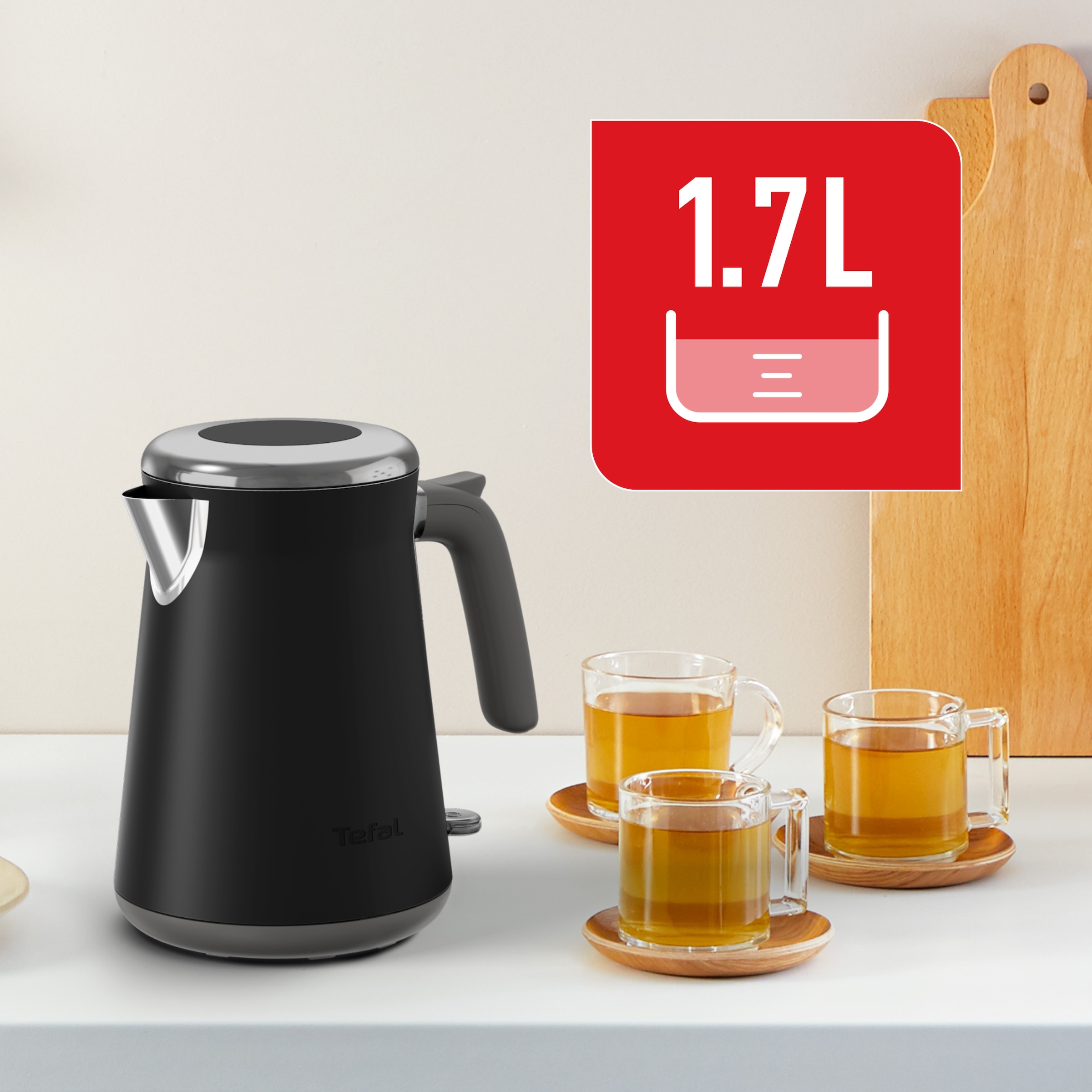 Tefal Wasserkocher »KI6668 Collection«, 1,7 l, 2400 W, Deckelöffnung auf Knopfdruck, großes Fassungsvermögen von 1,7 l