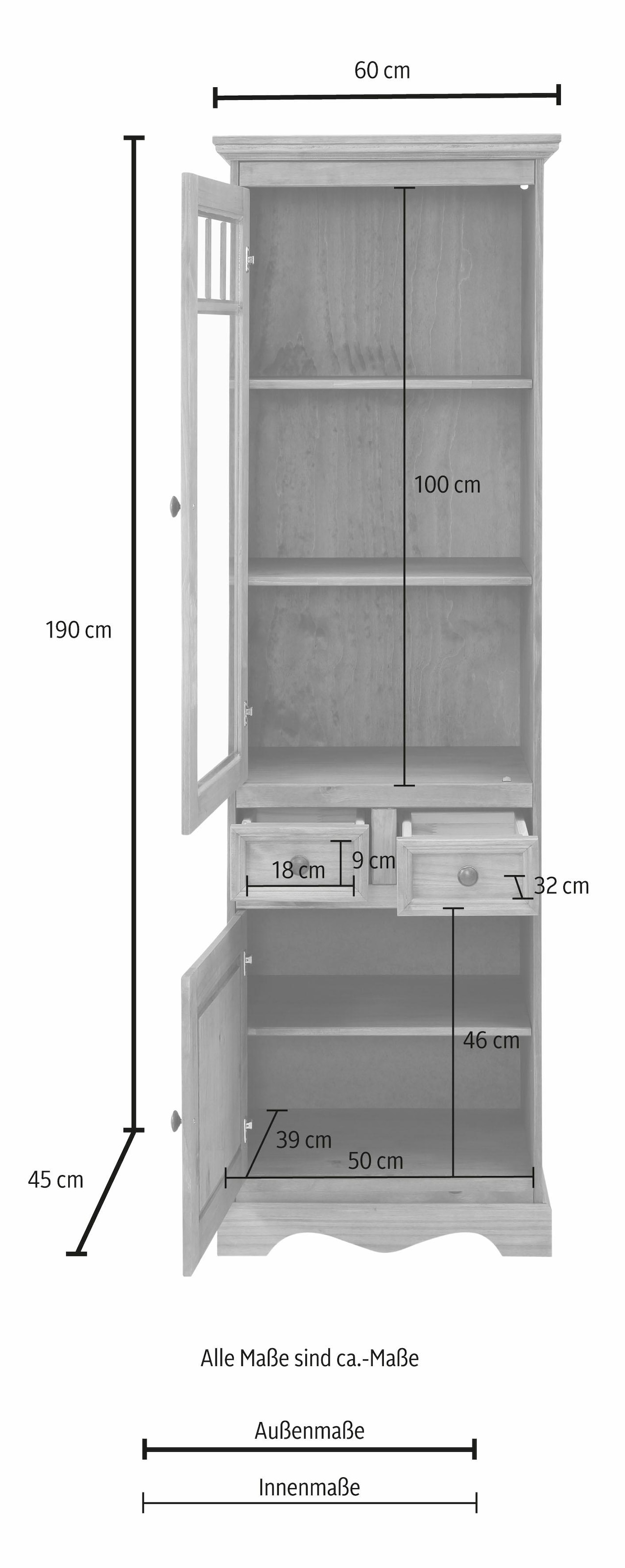 190 Home affaire Vitrine cm BAUR »Melissa«, | kaufen Höhe