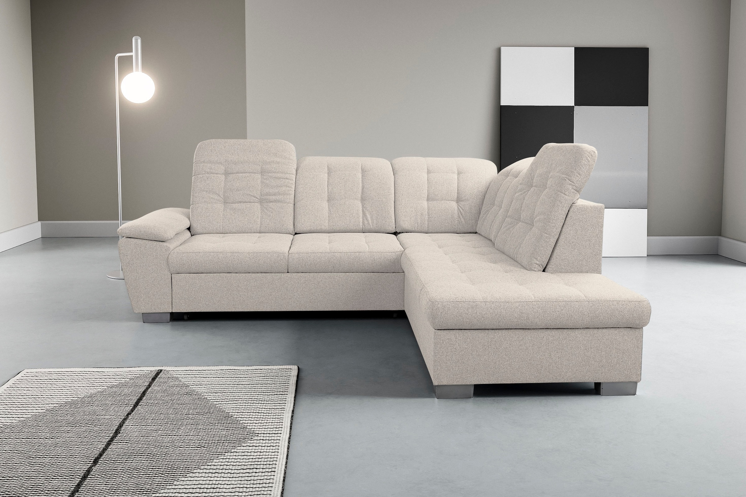 WERK2 Ecksofa "Bonny inkl. Kopfteilverstellung, Bettfunktion, Stauraum, L-F günstig online kaufen