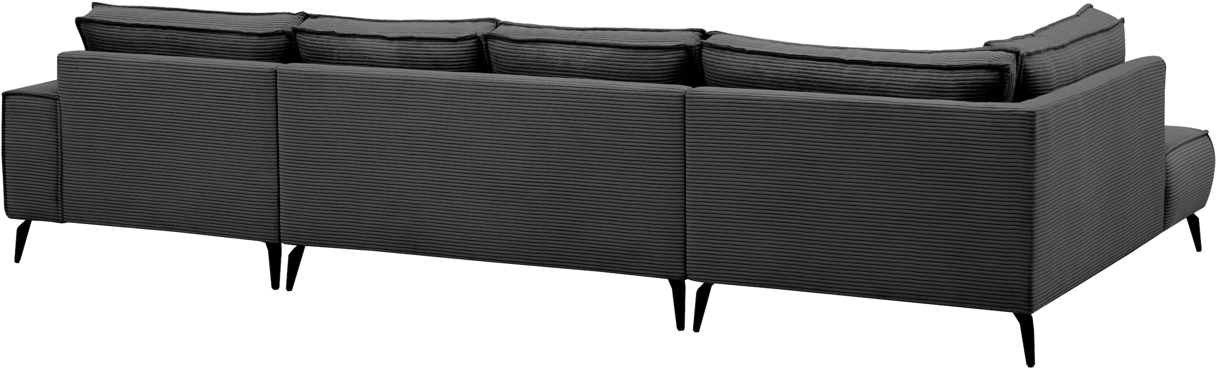 Home affaire Wohnlandschaft »Tvinnu, moderne U-Form, Couch in Cord oder Webstoff in Leinenoptik« Recamiere rechts/links, schwarze Metallfüße, bequeme Sitz-/Liegefläche