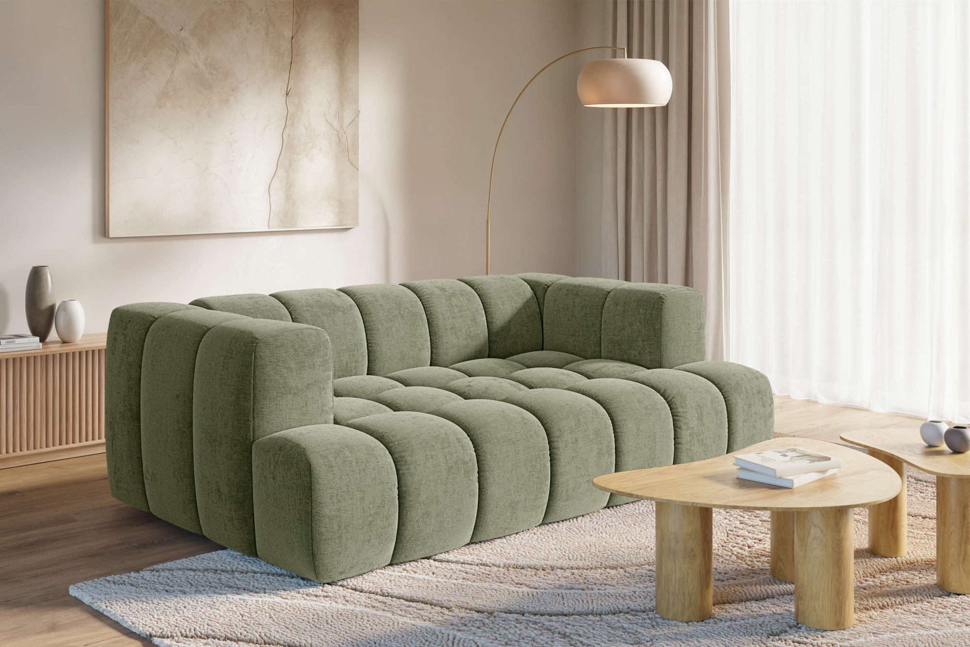 homsy by Ana Johnson 3-Sitzer ""XL" BOUBELLE Design-Sofa extra tief, Bubble-Optik, Breite 217 cm" hoher Sitzkomfort dank Wellenunterfederung, XL Sitztiefe 100 cm