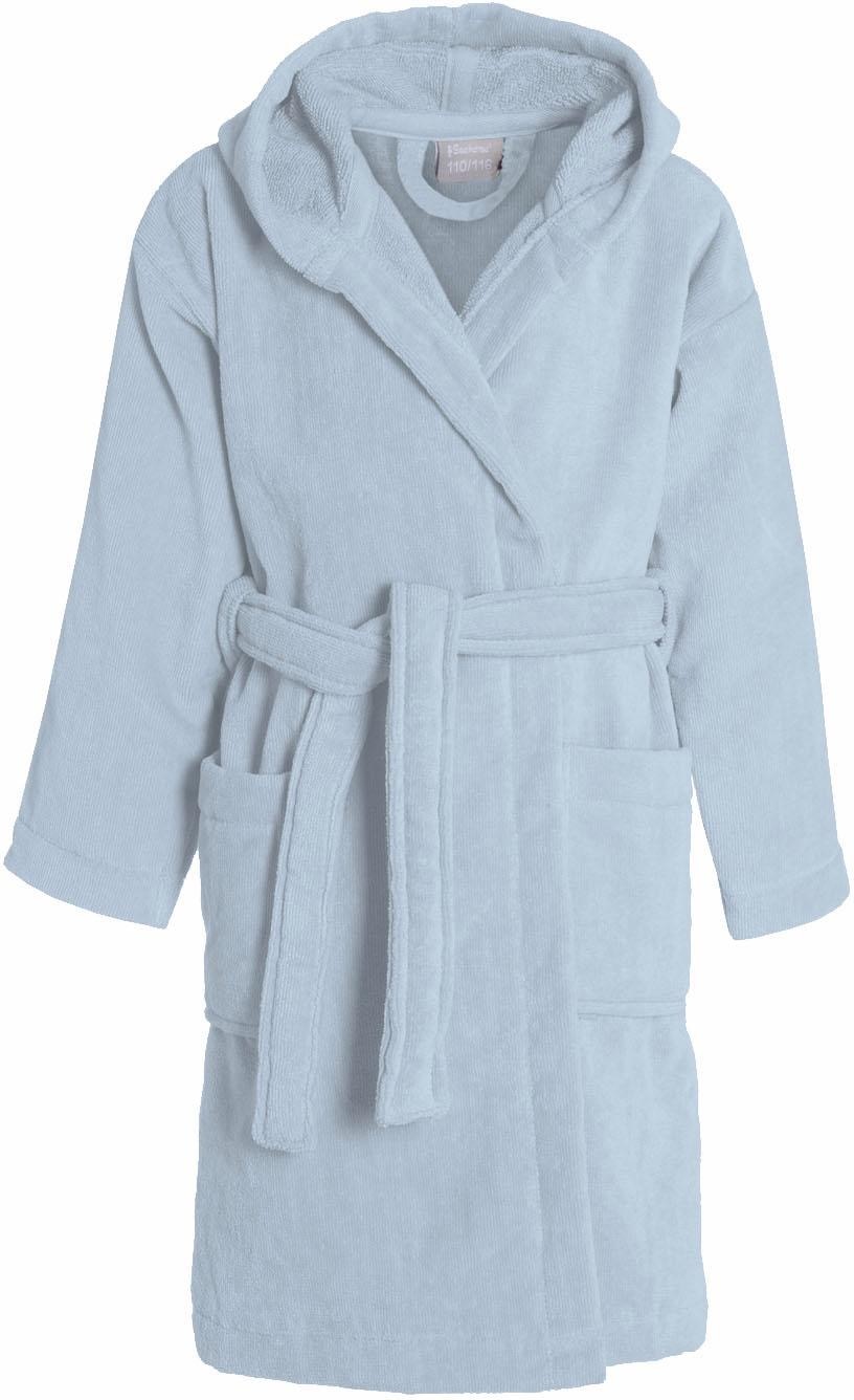 Kinderbademantel SEAHORSE, L:72cm, blau, Velours, Hausmäntel, "Seahorse Pure", Langarm, aufgesetzte Taschen