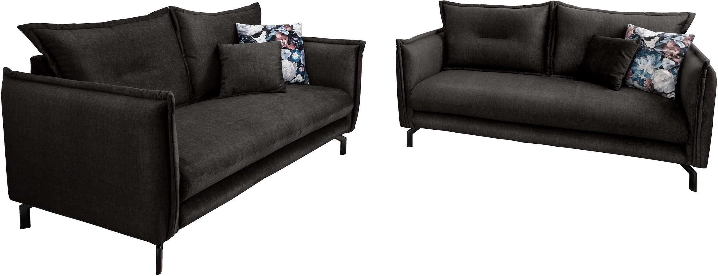 Home affaire Sitzgruppe "Lava modern und bequem, schmale Armlehnen, tolle Detailverarbeitung" 3-Sitzer und 2-Sitzer, 2 tlg. tlg. Armlehnen verstellbar