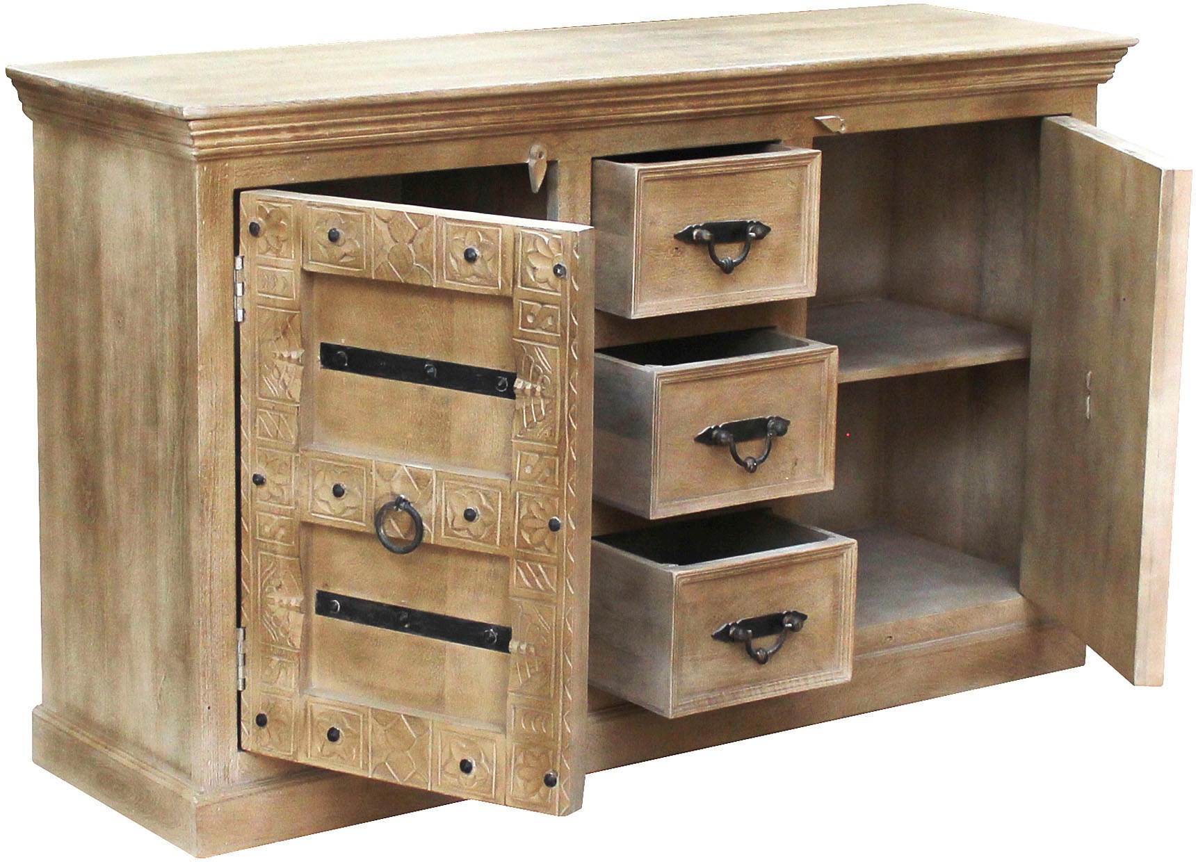 SIT Sideboard »Daipur«, mit aufwändigen Schnitzereien versehen