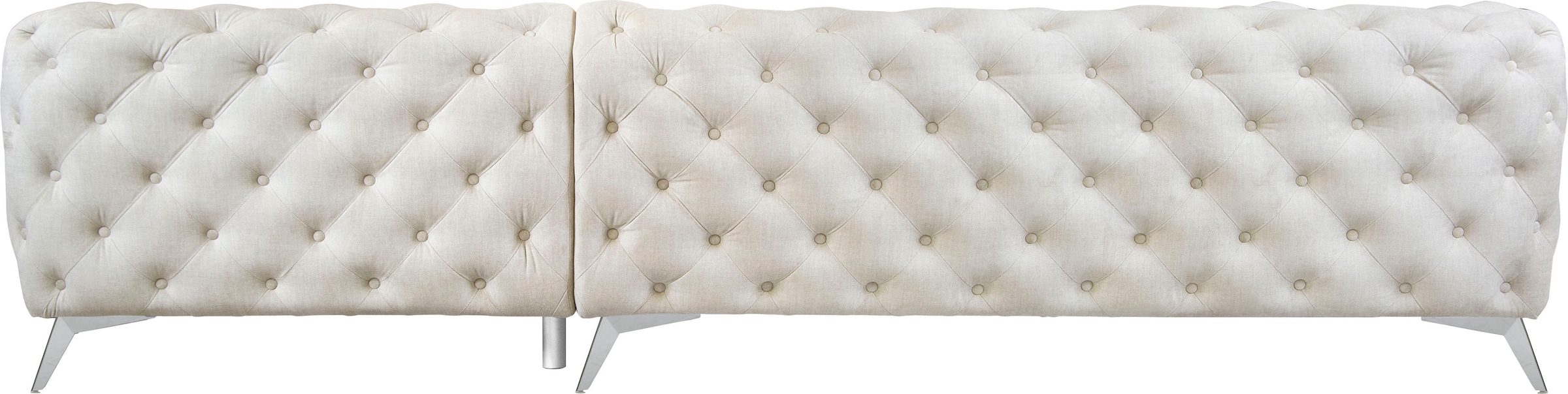 Leonique Chesterfield-Sofa »Ecksofa GLYNIS L-Form mit Wellenunterfederung, Maße B/T/H 323/264/75cm«, aufwändige Knopfheftung, moderne Chesterfield Optik, Fußfarbe wählbar