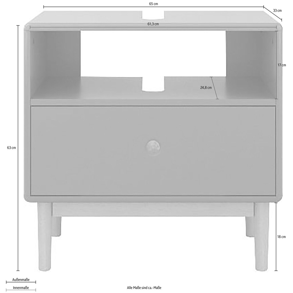 TOM TAILOR HOME Waschbeckenunterschrank »COLOR BATH«, mit Schublade, mit Push-to-Open, mit Füßen in Eiche, Breite 65 cm