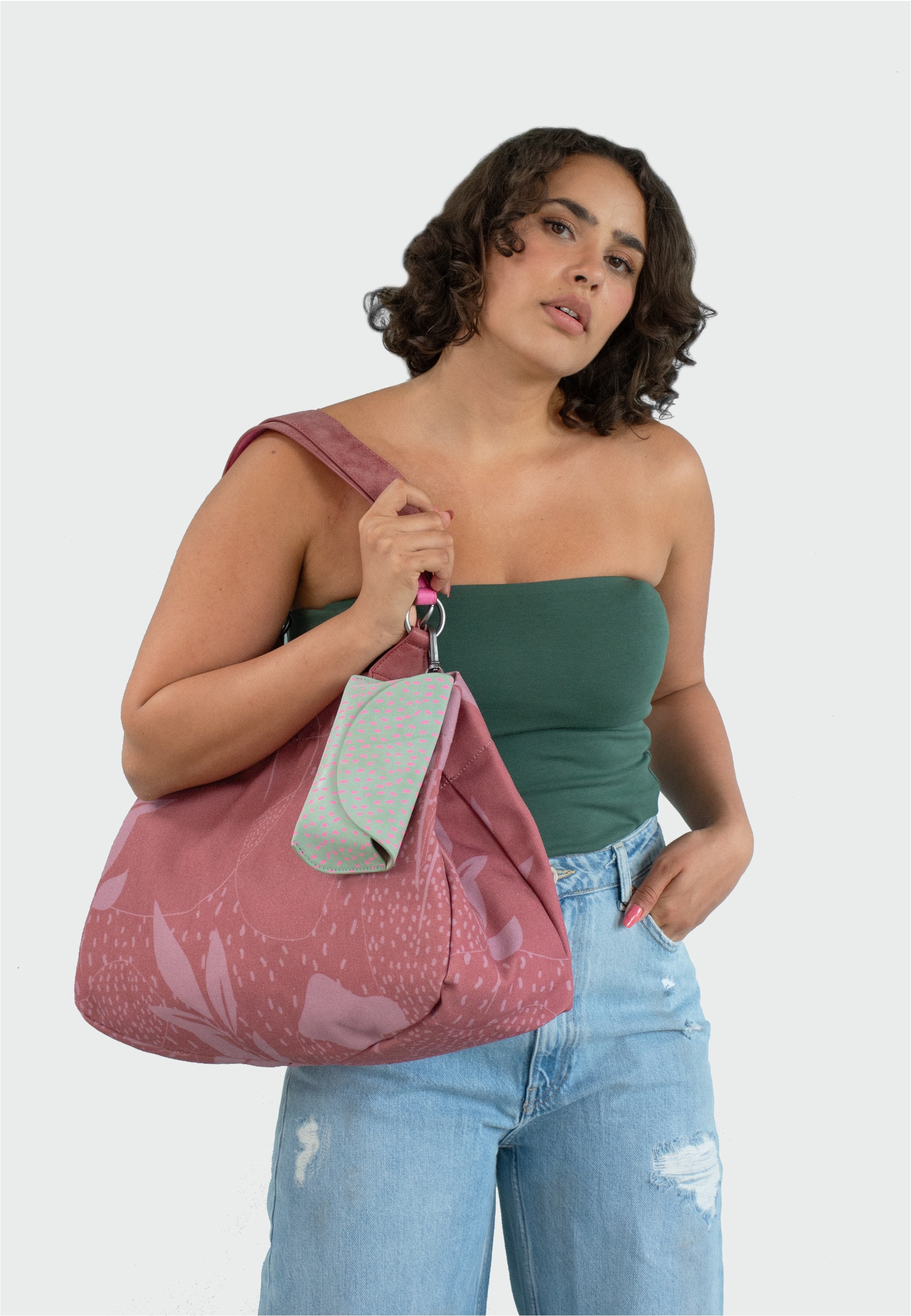 Fritzi aus Preußen Henkeltasche »Leaves Canvas Anthra Ice« mit abnehmbarem Sonnenbrillenetuis