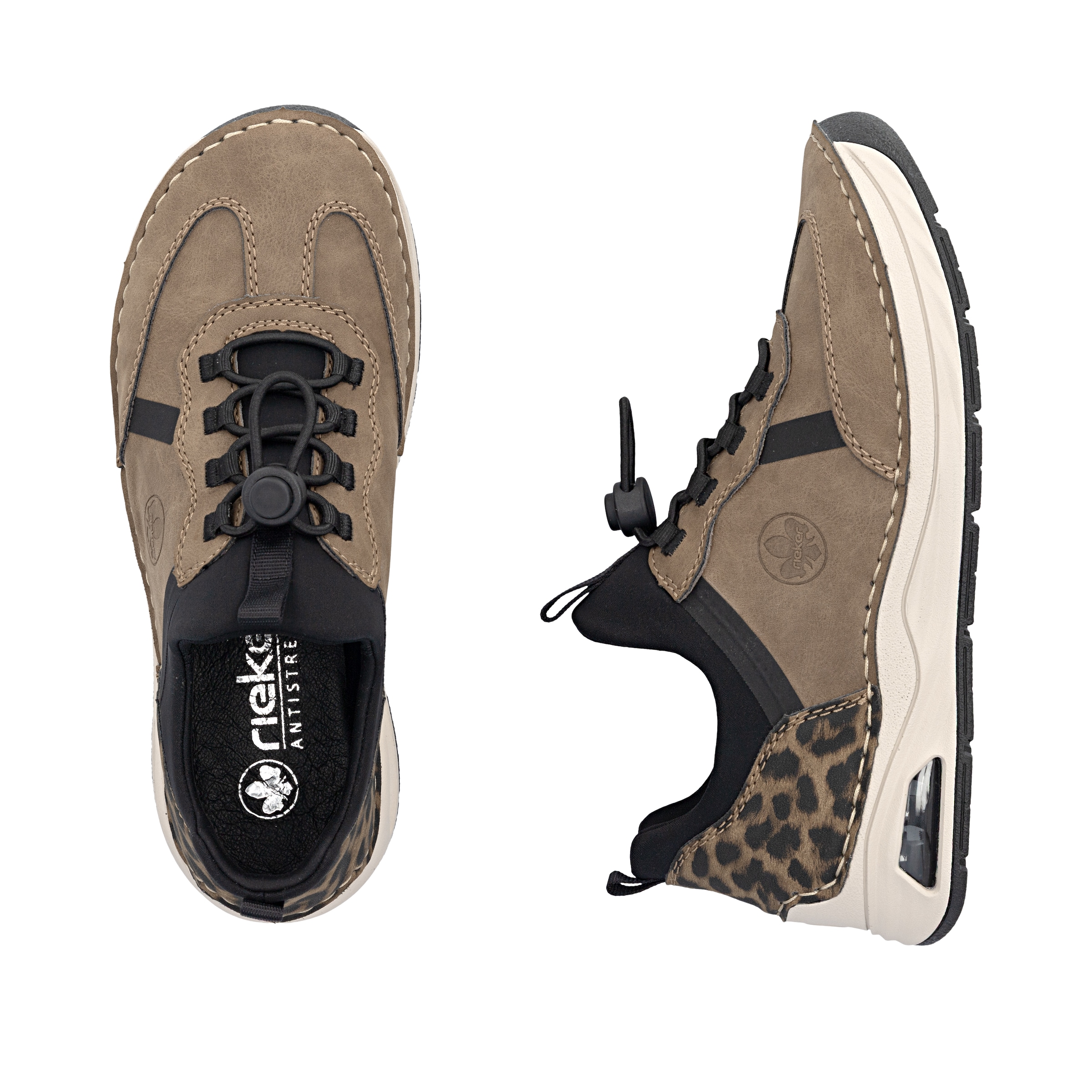 Rieker Slip-On Sneaker  Schlupfschuh, Slipper, Freizeitschuh, Halbschuh mit Leo-Einsatz