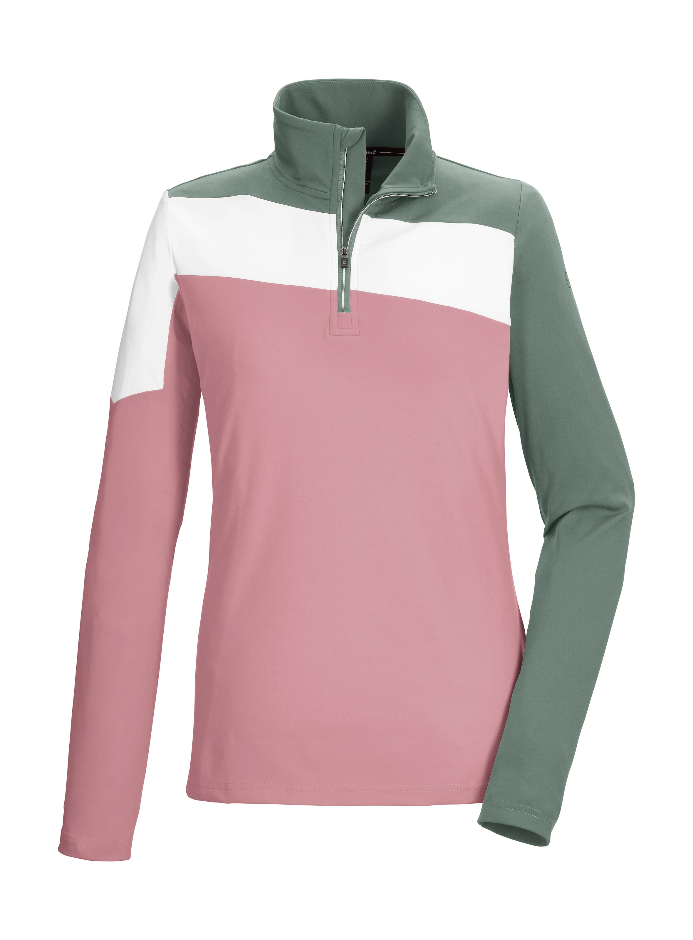 Langarmshirt KILLTEC "KSW 258 WMN LS SHRT", Damen, Gr. 36, altrosa, Obermaterial: 69% Polyester, 31% Elasthan, Shirts Langarmshirt, Langarmshirt aus Komfort-Stretch mit Stehkragen