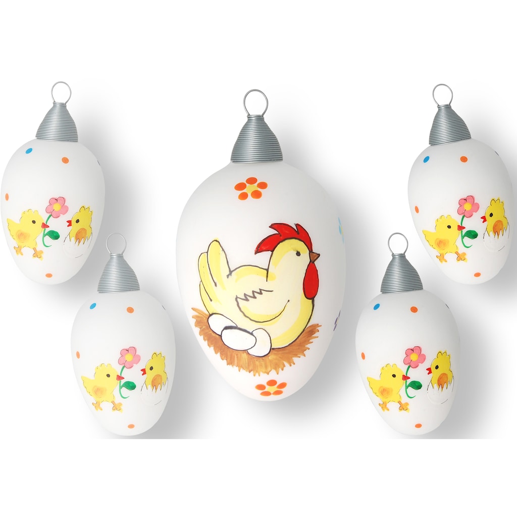 Krebs Glas Lauscha Osterei »Henne mit Eiern und Küken«