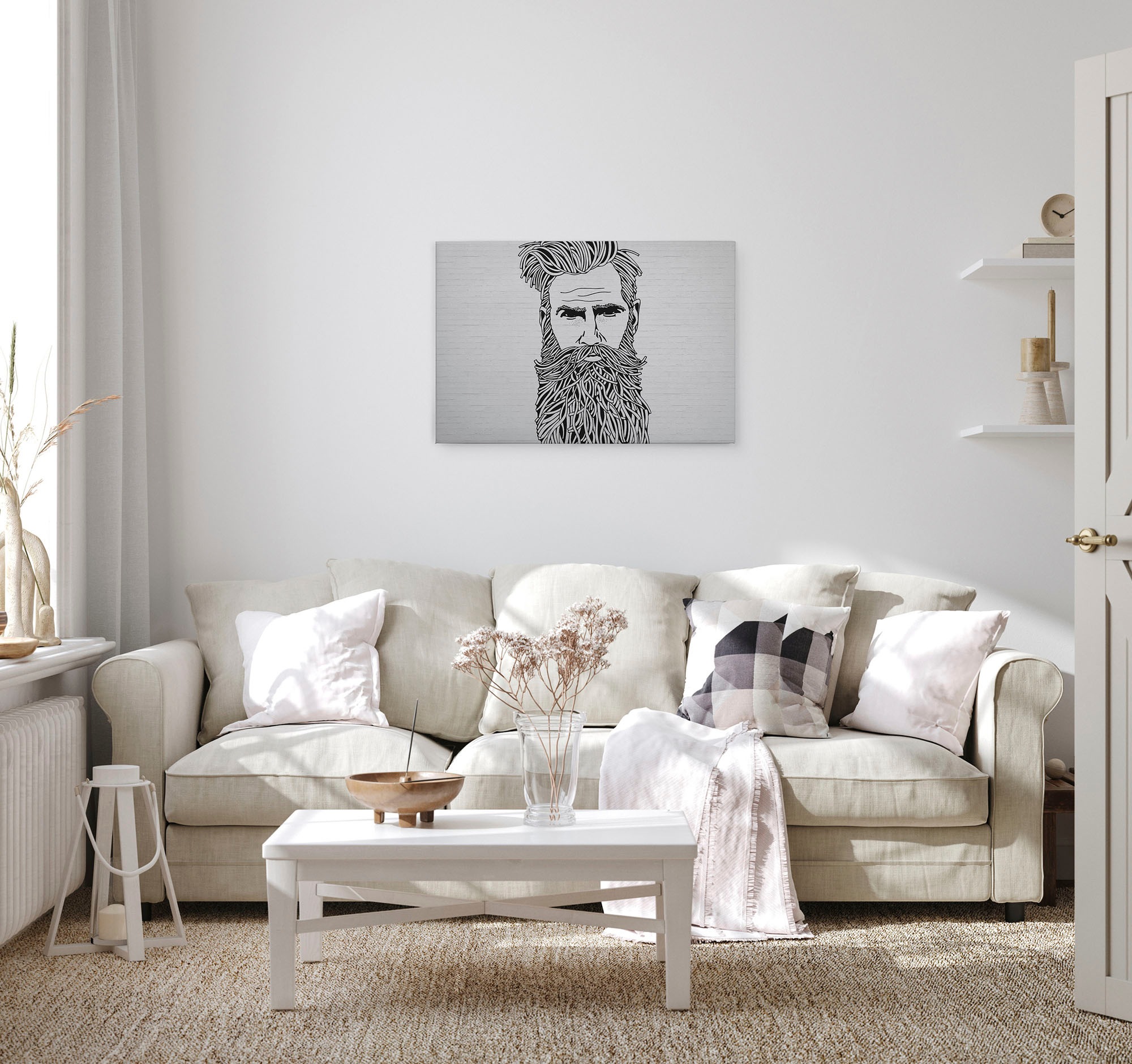 A.S. Création Leinwandbild »iconic«, Kunst-Modern-Kinder, (1 St.), Schwarz-Weiß Zeichnung Rockabilly Keilrahmen Leinwand-Bild Wohnzimmer